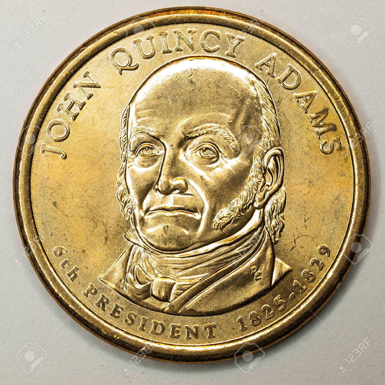 Us Gold Presidential Dollar Featuring John Quincy Adams Stock Photo Picture And Royalty Free Image Image