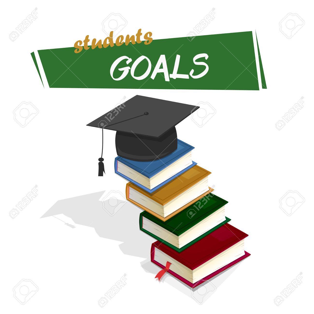 students goals books forming a ladder to reach the college graduation goals