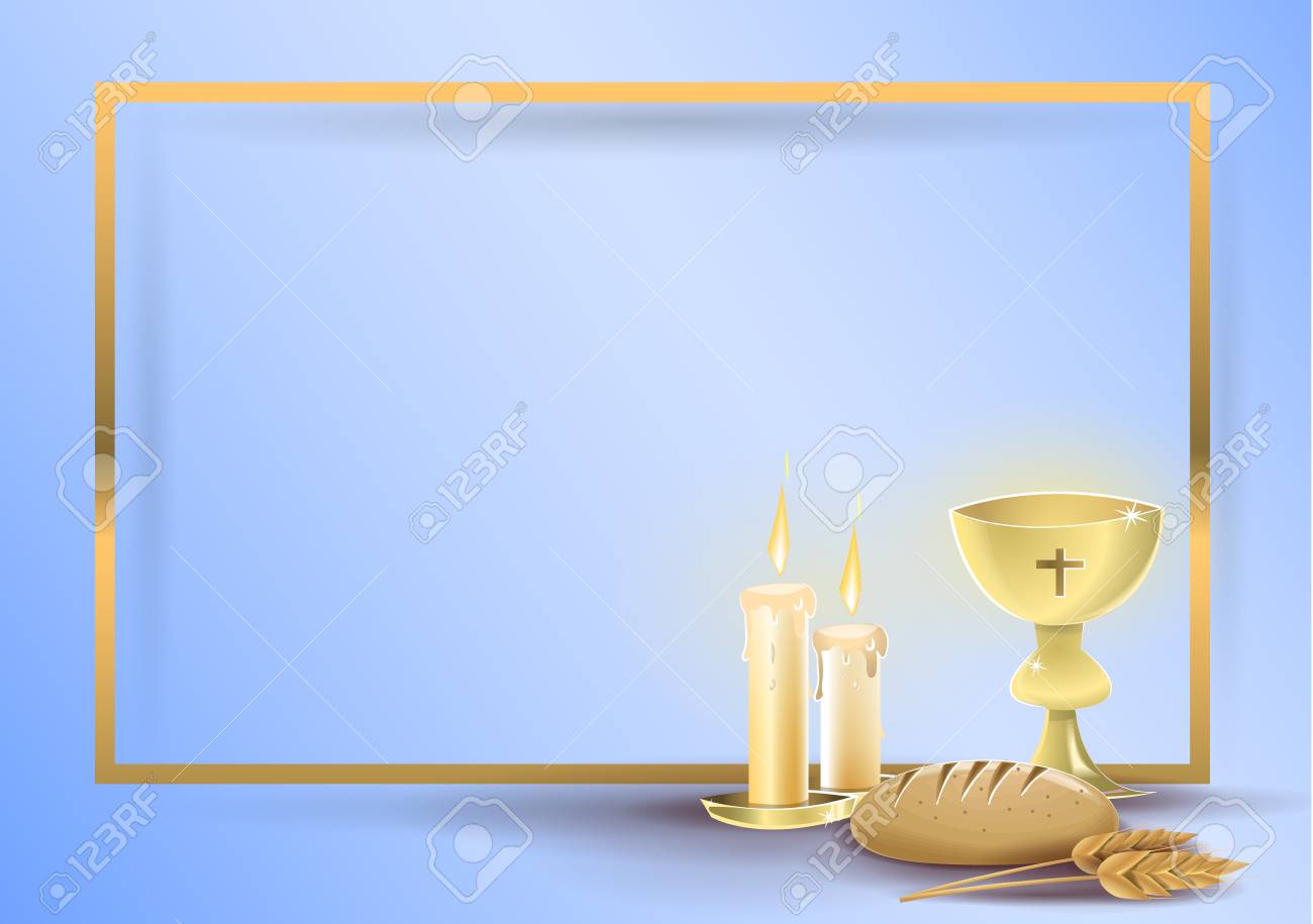 First communion religious invitation card: Religious elements.. First communion religious invitation card: Religious elements..