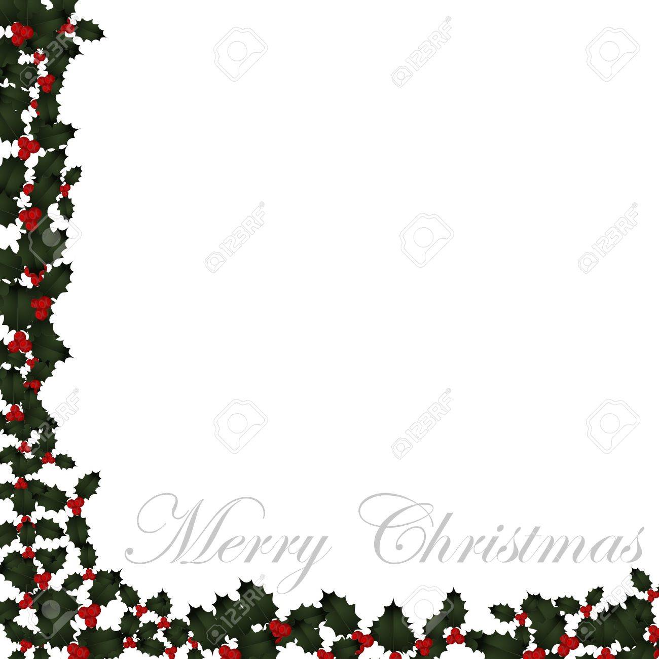 illustrated holly border on left and lower side of frame with