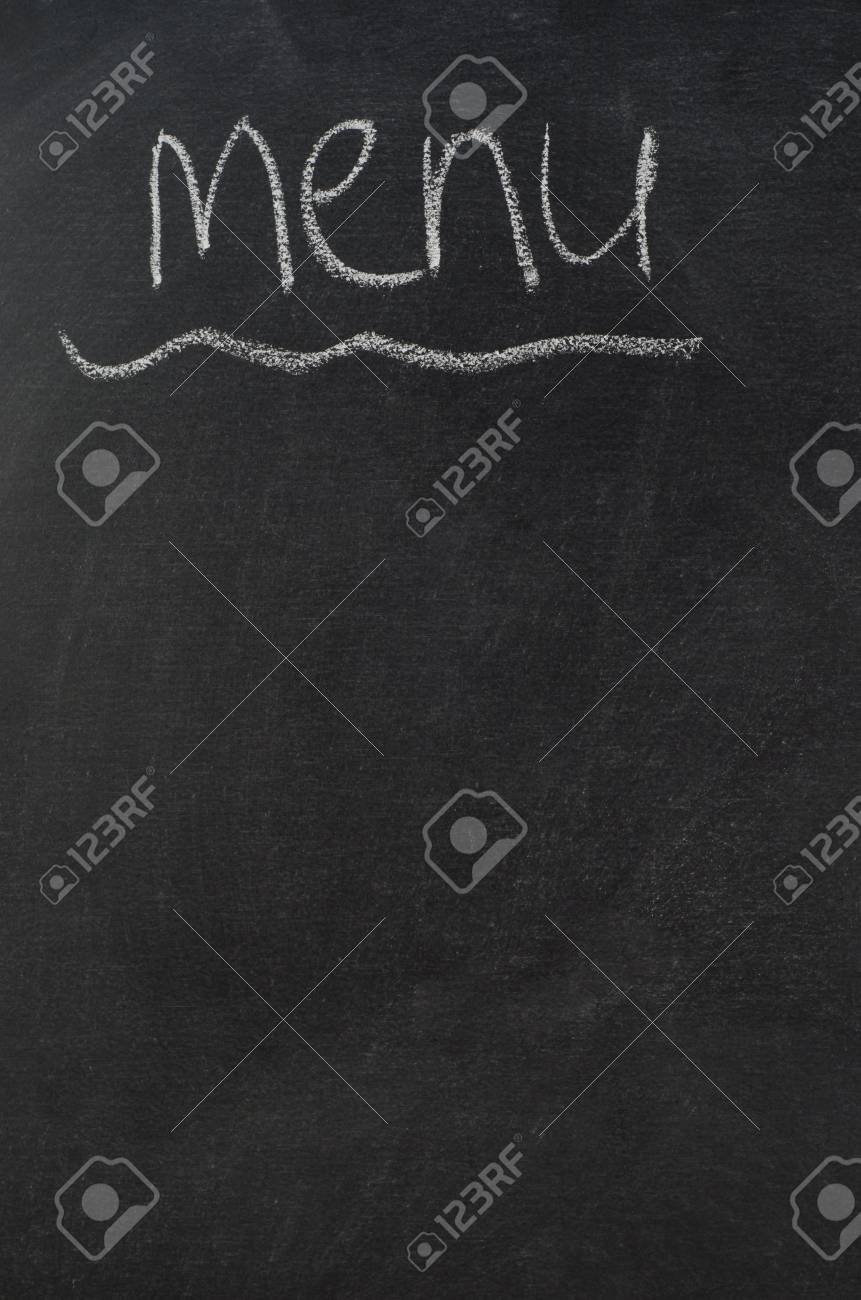 cafe or restaurant blackboard with the word menu at the top menu word