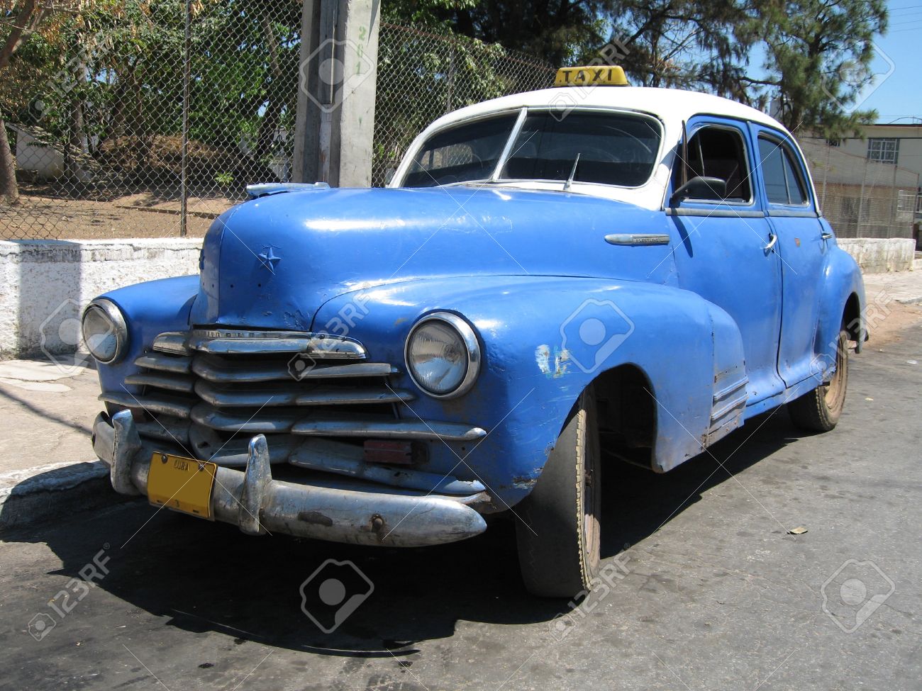 Side View Of An Old Blue 1950 Taxi Car In Cuba Stock Photo Picture And Royalty Free Image Image 10339753
