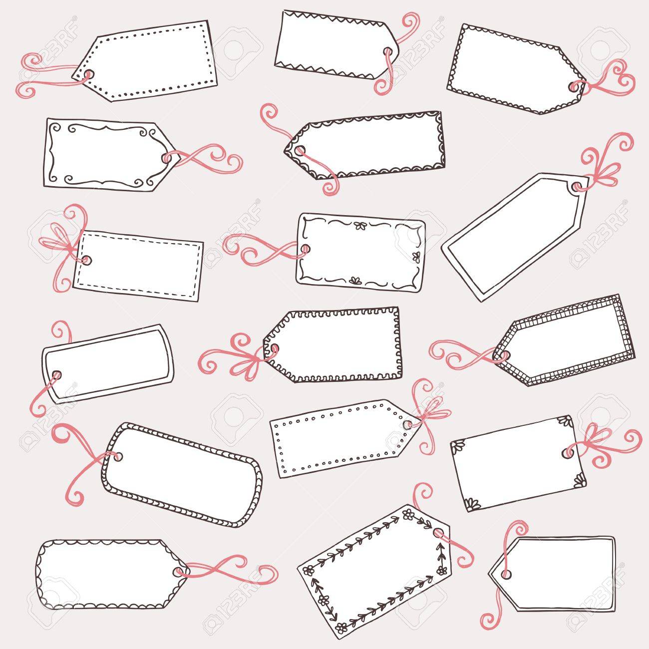 hand drawn cute gift labels or price tags with pink bow royalty