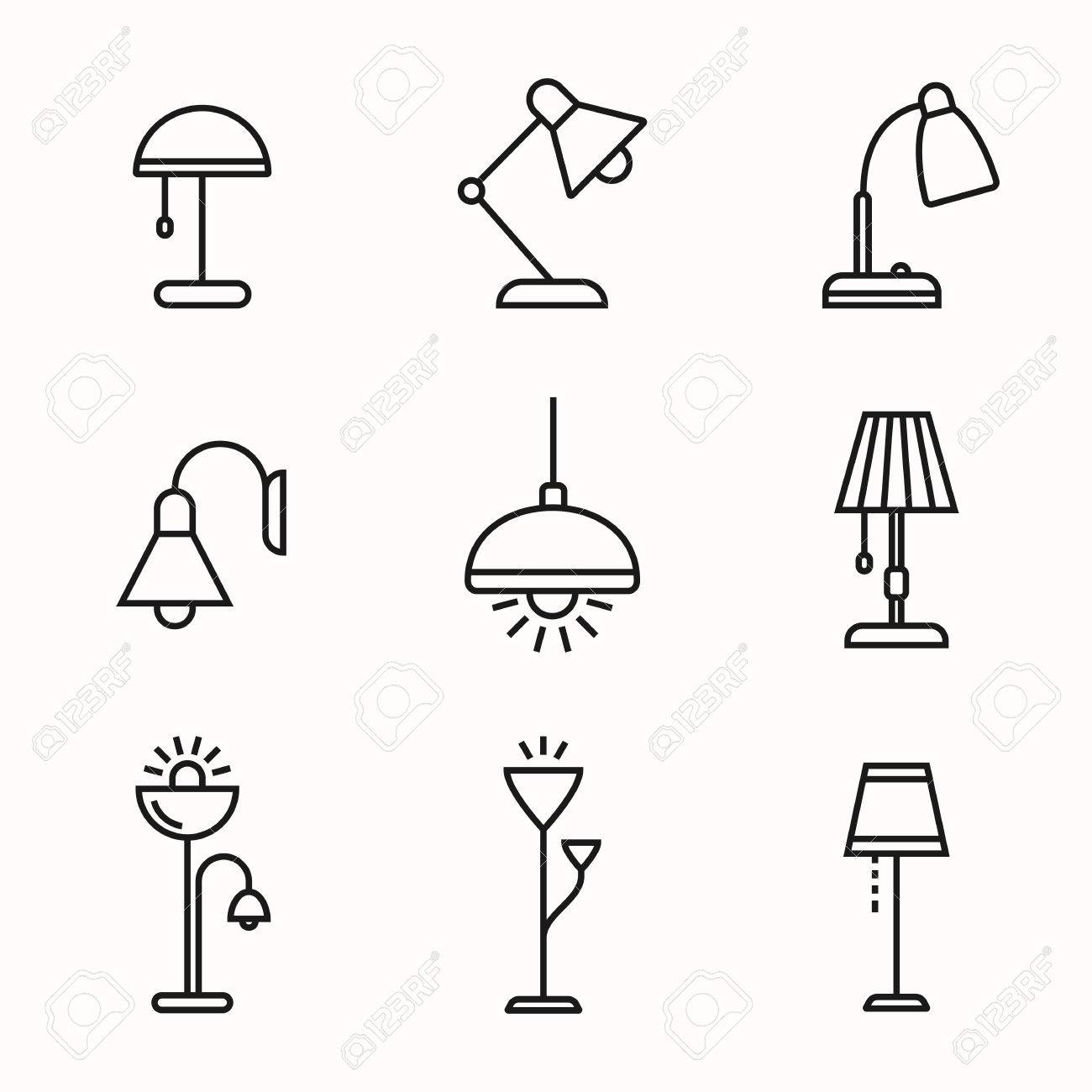 light fixture linear icon set lamps and lighting devices simple outlined icons linear a99 lighting