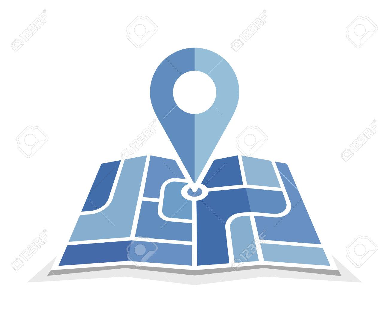 blue map and pin