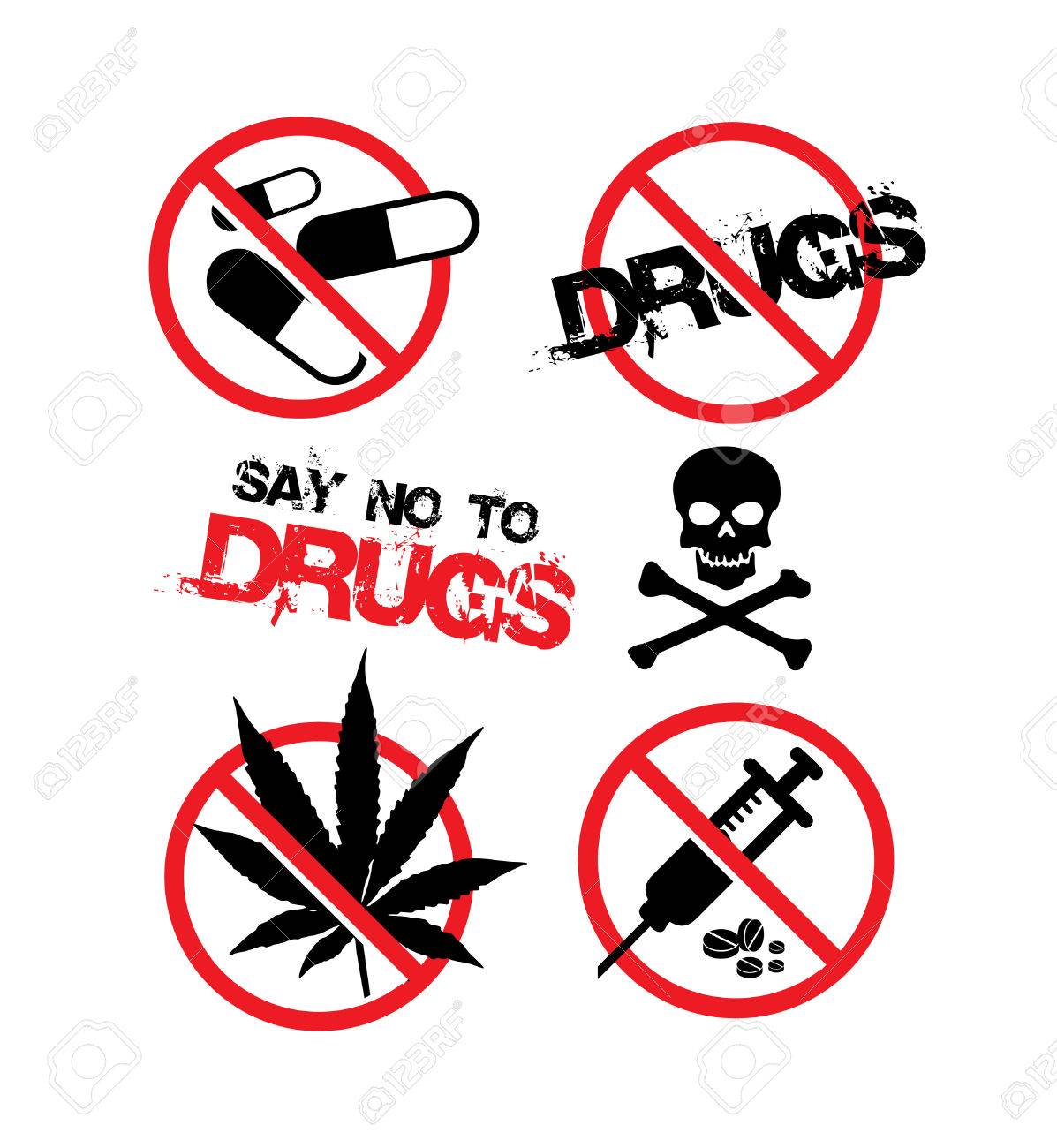 No Drugs Signs Icons. Royalty Free SVG, Cliparts, Vectors, and Stock Illustration. Image 80785924. for Free Printable No Drugs Signs