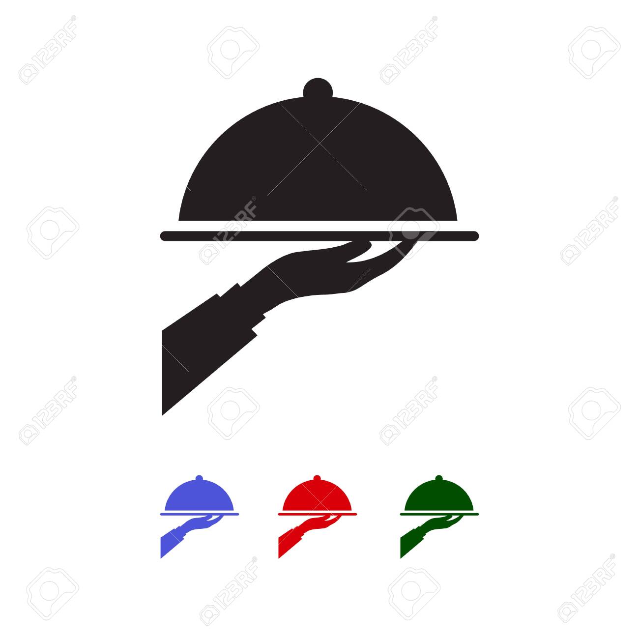Food Serving Tray With Hand A Waiter Waitress Logo Symbol