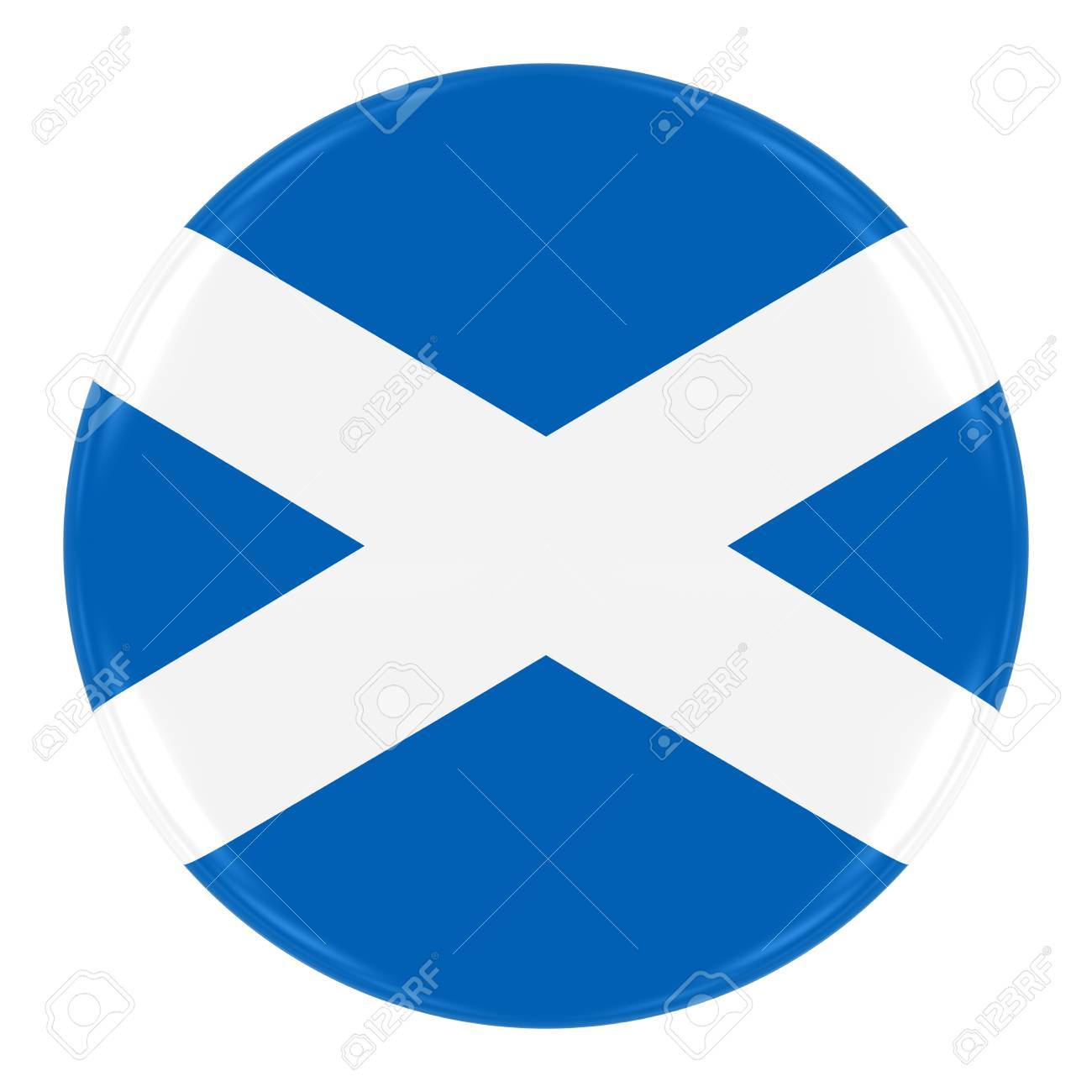 スコットランド国旗バッジ スコットランドのボタンが白で隔離の旗 の写真素材 画像素材 Image