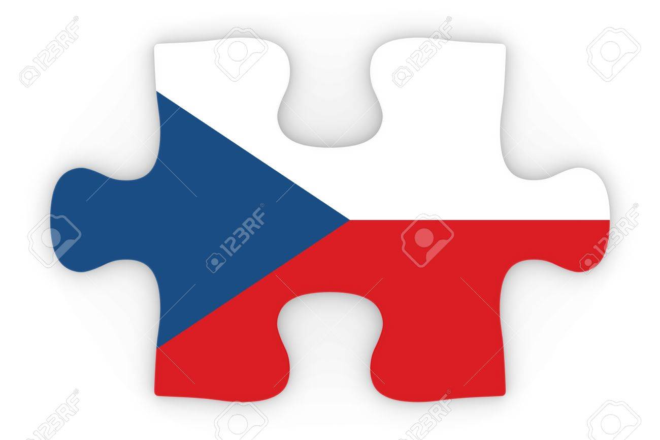 チェコ国旗パズル ピース トップダウン直交投影 3d イラスト の写真素材 画像素材 Image
