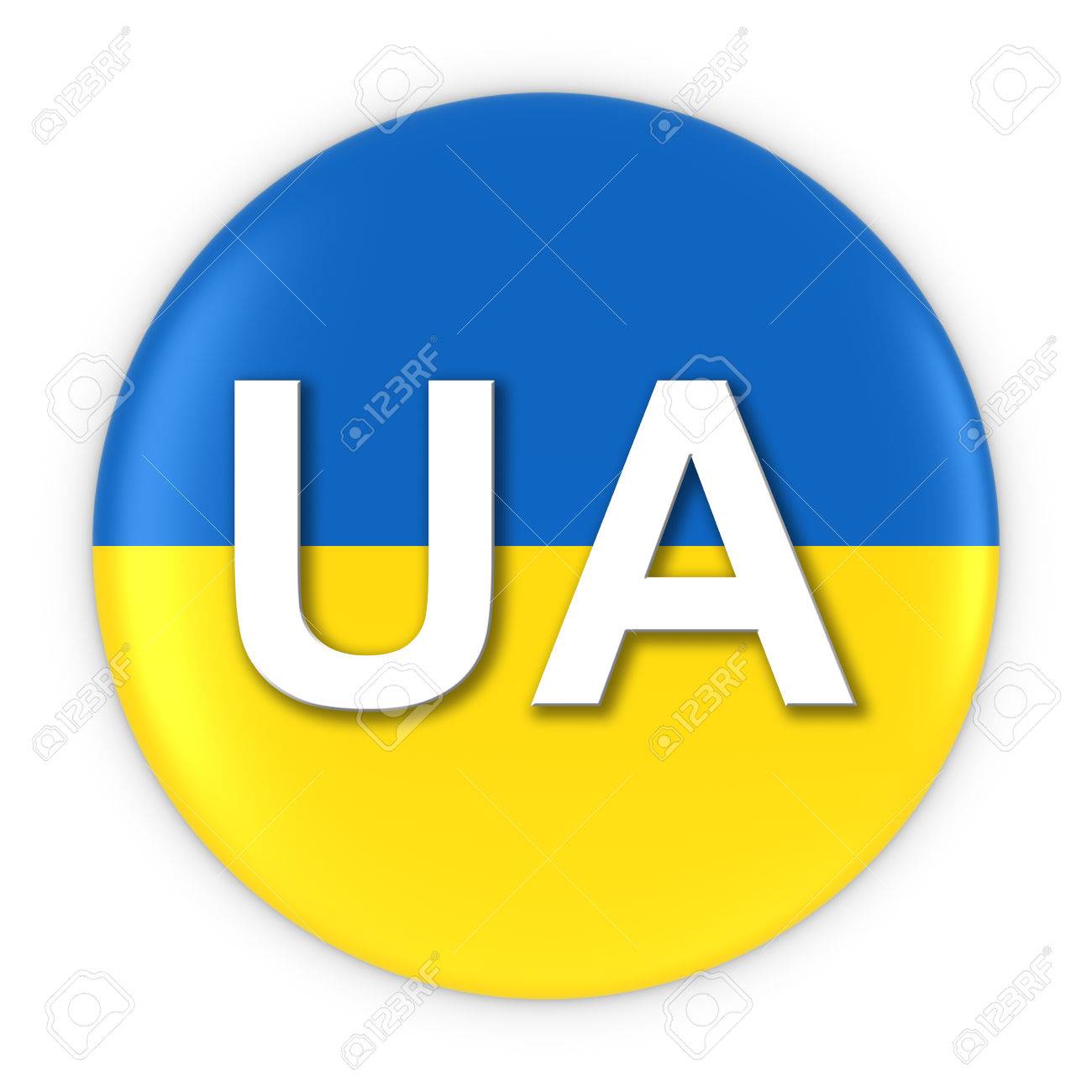 ukraine flag button with two letter country iso code 3d illustration two letter country codes