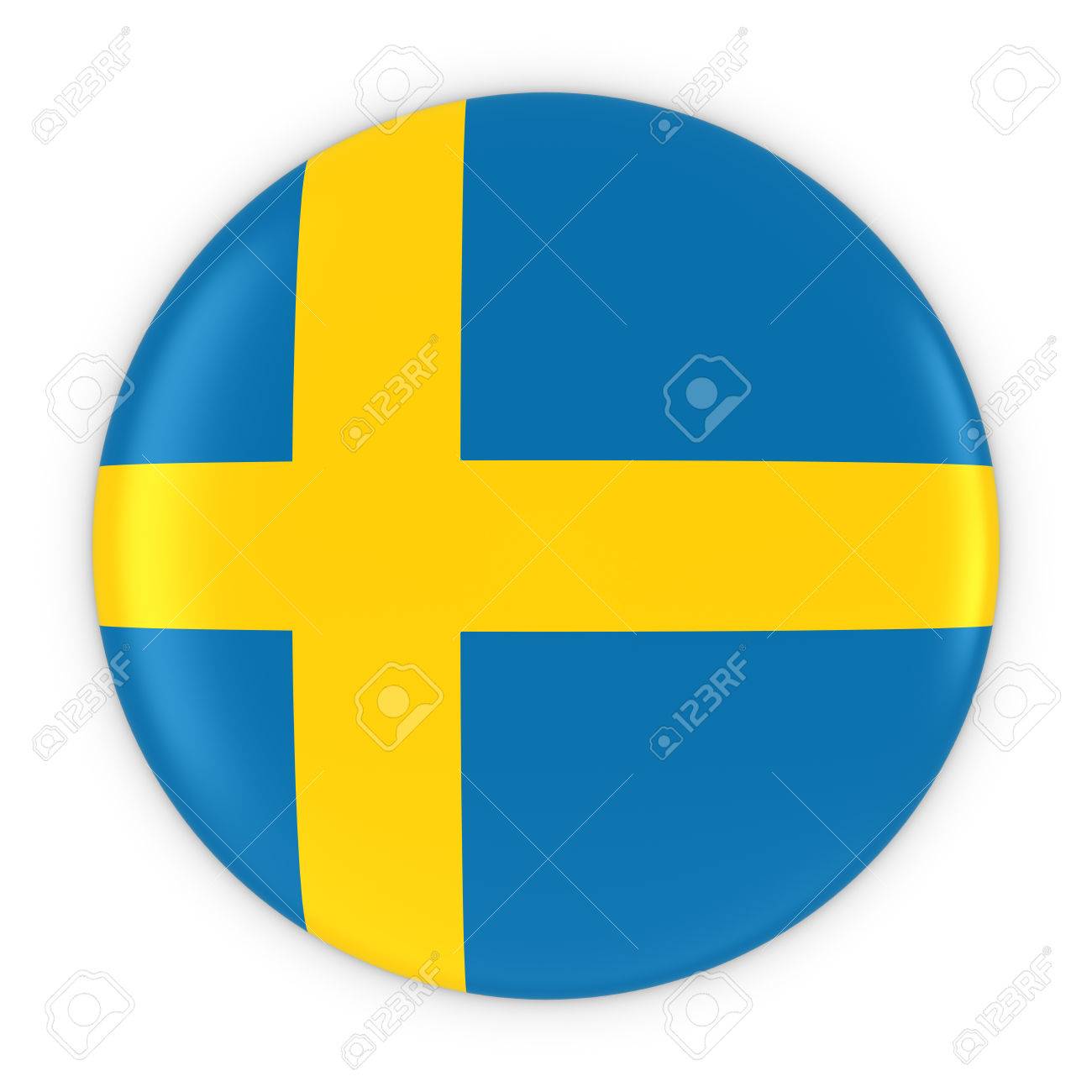 スウェーデンの国旗ボタン スウェーデン バッジ 3 D イラストレーションの旗 の写真素材 画像素材 Image