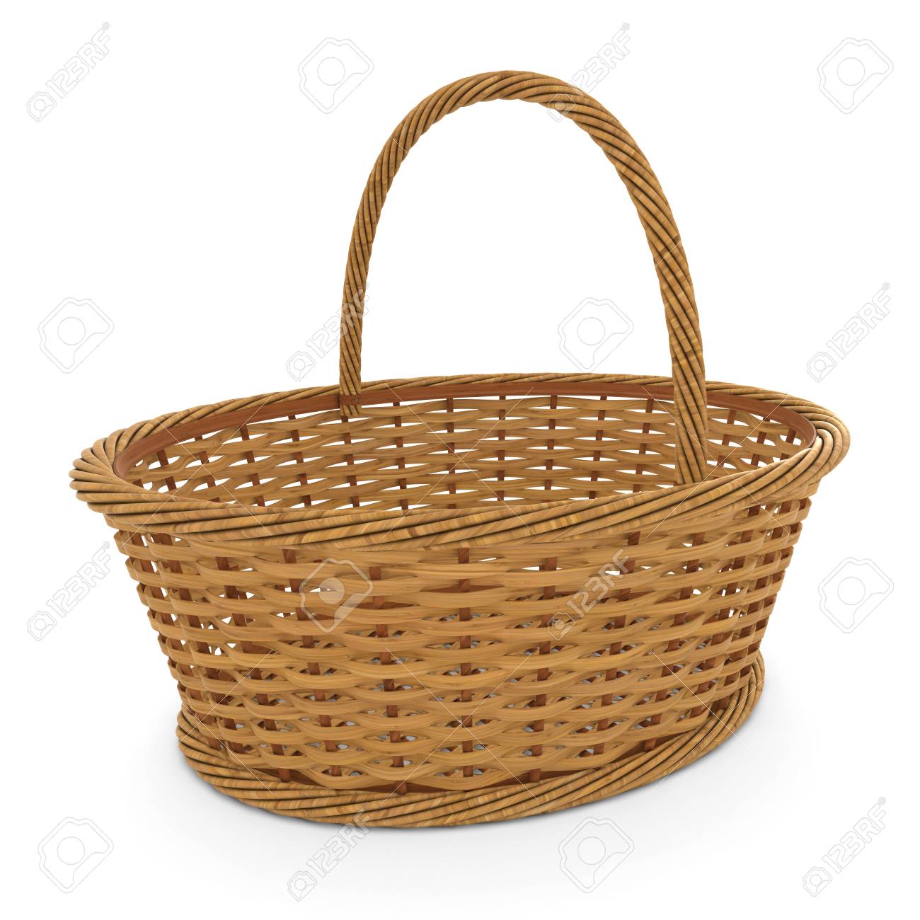 Cesta De Mimbre Vacia Aislada En La Ilustracion Del Fondo Blanco 3d Fotos Retratos Imagenes Y Fotografia De Archivo Libres De Derecho Image