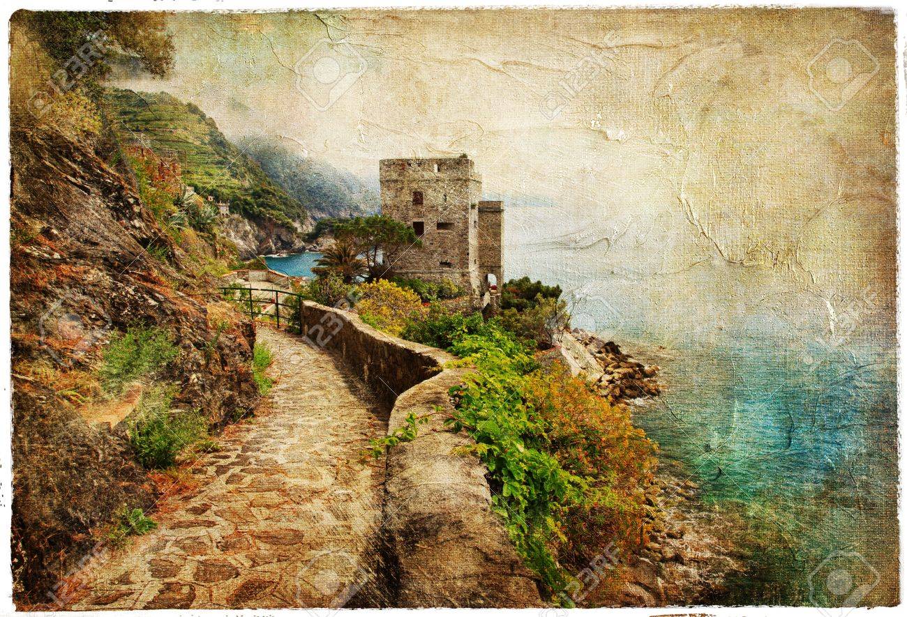Picturesue Italienischen Kuste Kunstwerk Im Retro Malerei