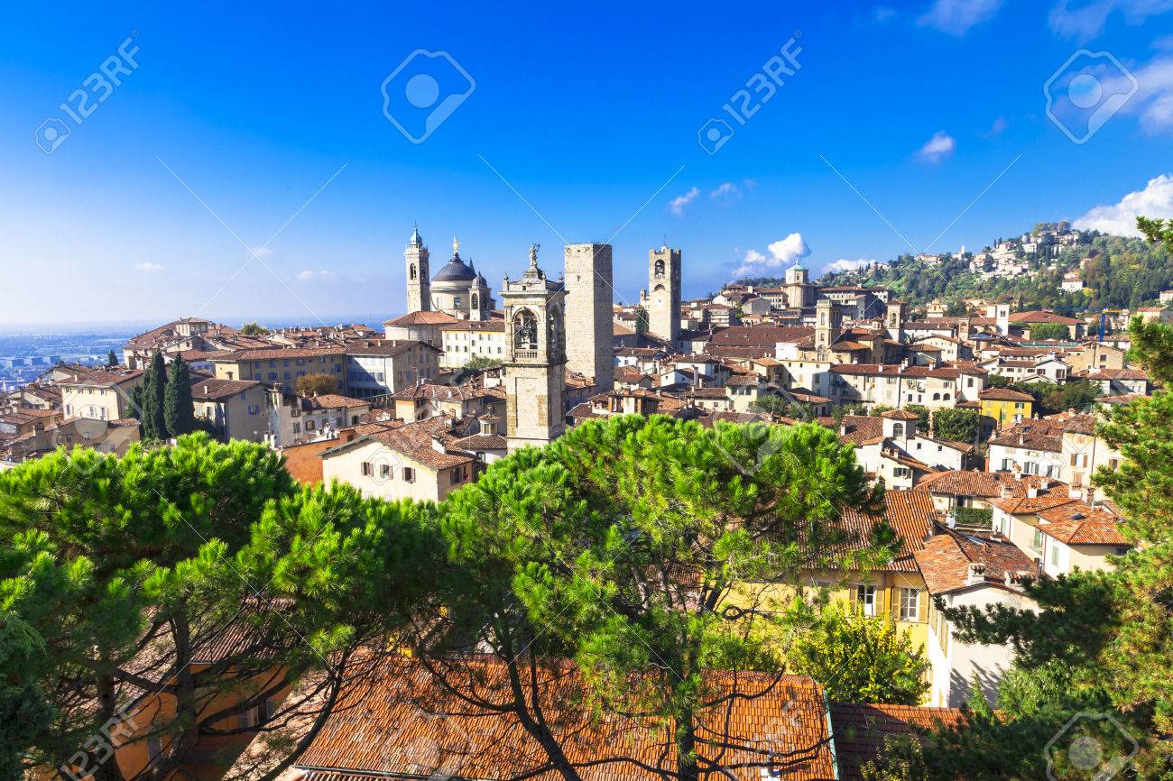 view of medieval Bergamo, Italy - 48997136 view of medieval Bergamo, Italy - 48997136