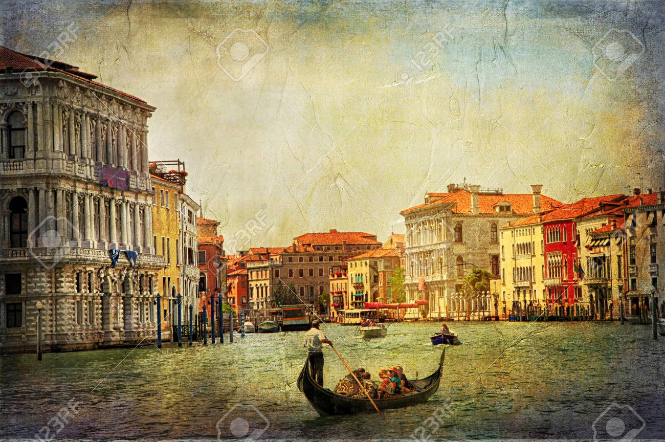 romantic Venetian canals - artwork in painting style - 64898473 romantic Venetian canals - artwork in painting style - 64898473