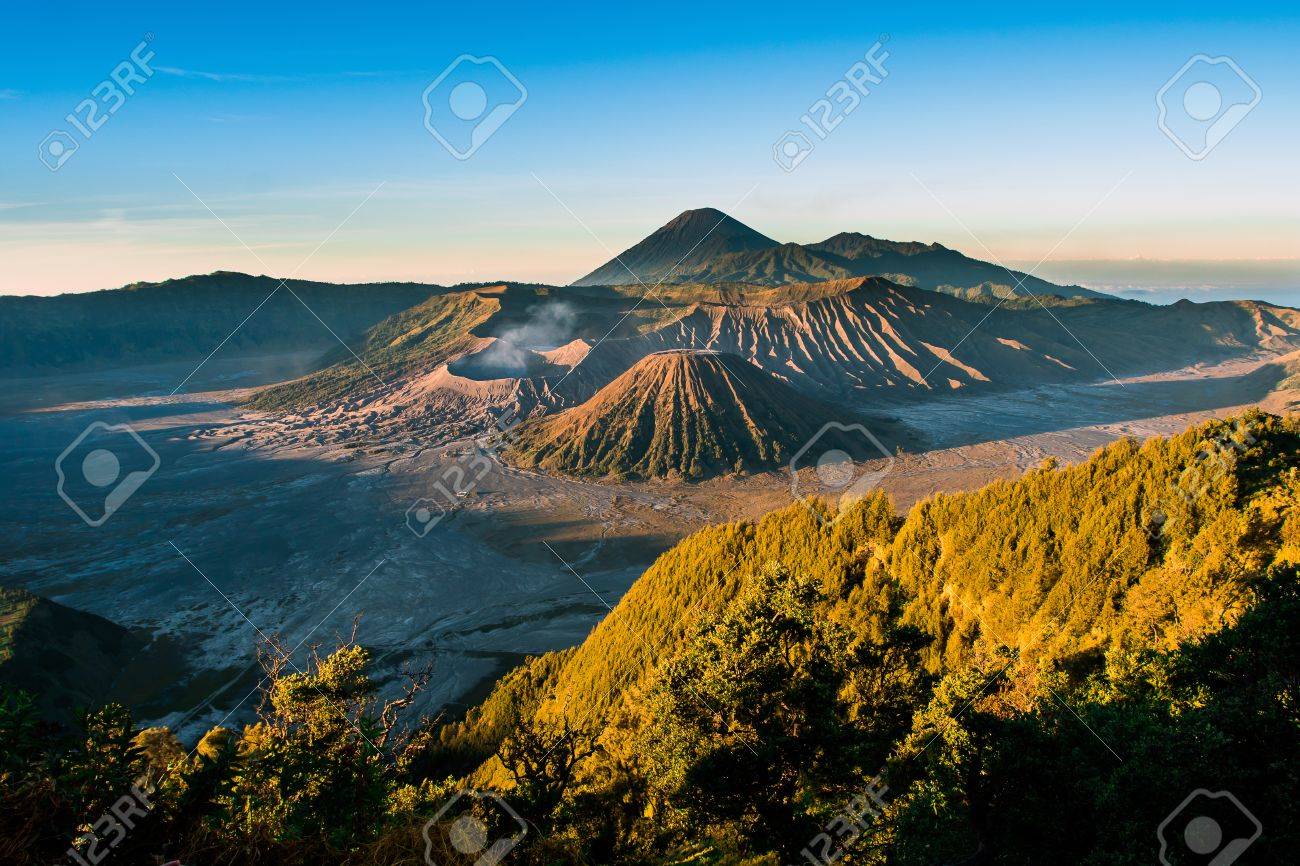 Mount Bromo Volcano Gunung Bromo During Sunrise From Viewpoint Stock Photo Picture And Royalty Free Image Image 87259049