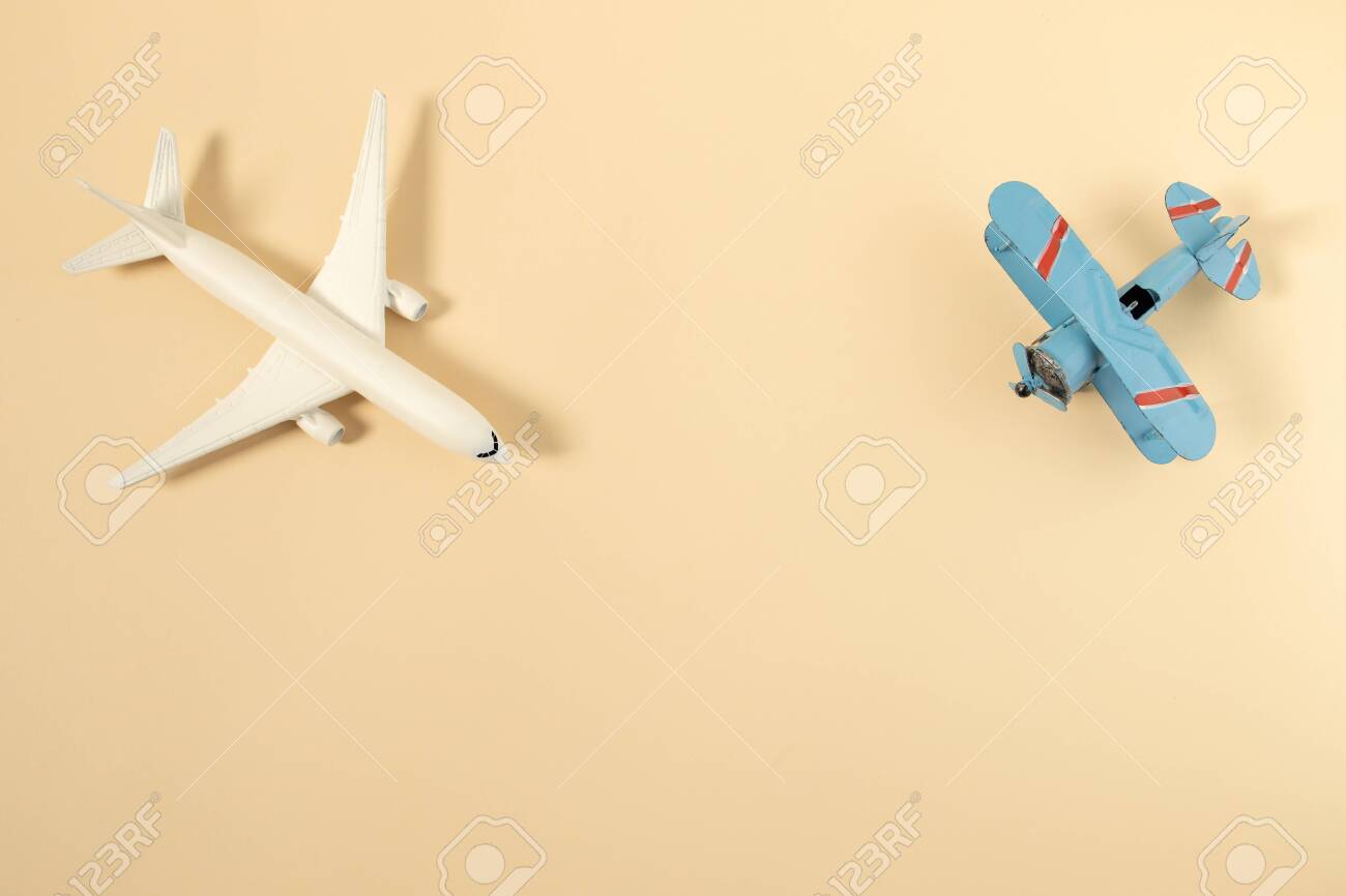 Model Plane,airplane On Pastel Color Background Stock Photo - Model Plane,airplane On Pastel Color Background Stock Photo