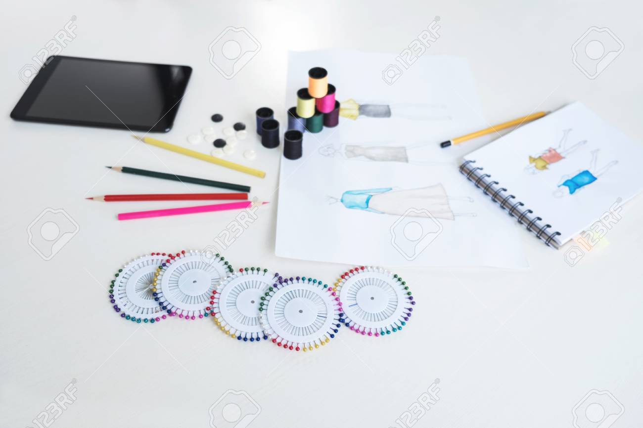 Fashion Project Designers And Drawing Sketches For Clothes Profession Stock Photo Picture And Royalty Free Image Image 94318289