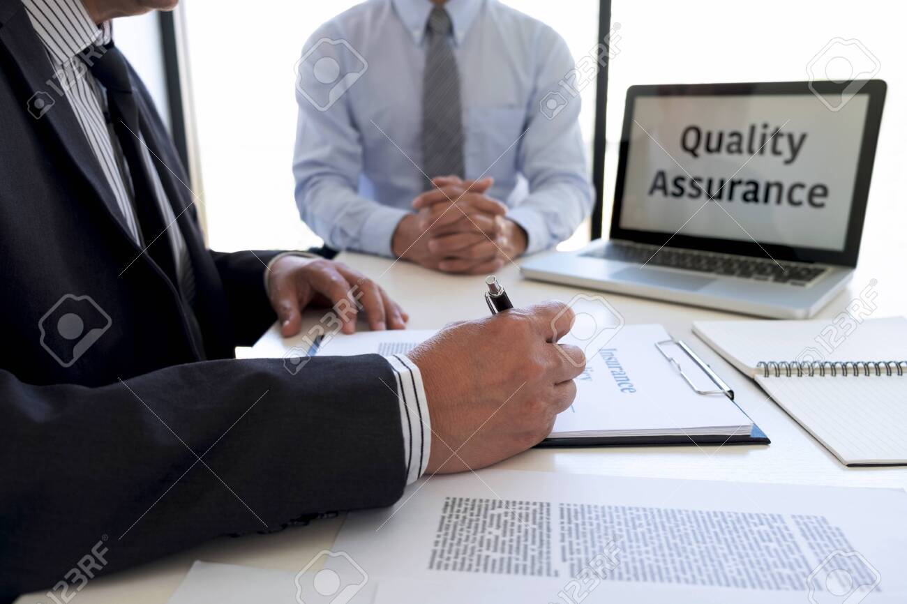 Agent man presentation and consulting life insurance detail to customer and waiting for his reply agreement to finish. - 127571983 Agent man presentation and consulting life insurance detail to customer and waiting for his reply agreement to finish. - 127571983