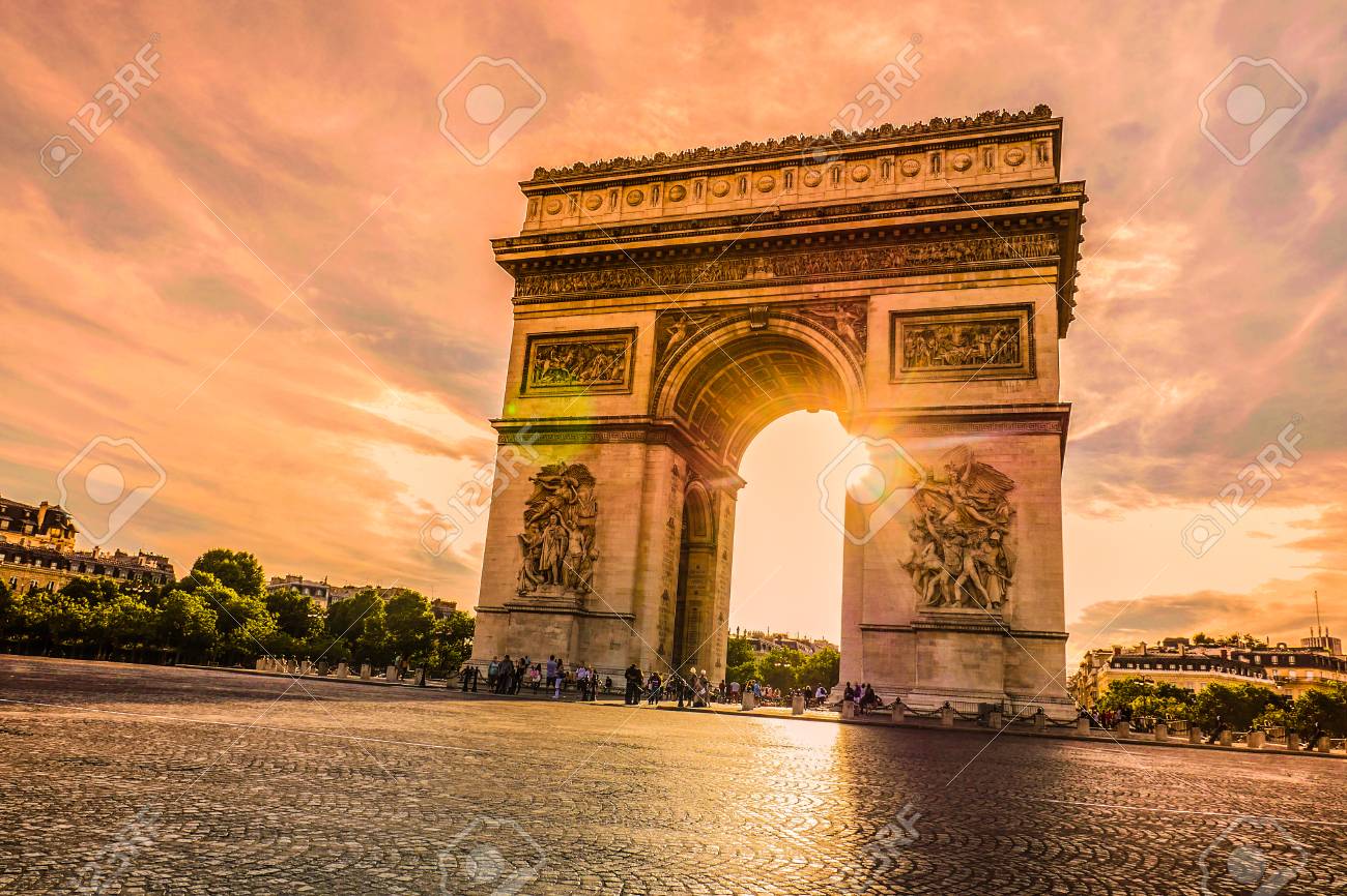 Beautiful Sunset Over Arc De Triomphe At Place De L Etoile Paris France Stock Photo Picture And Royalty Free Image Image