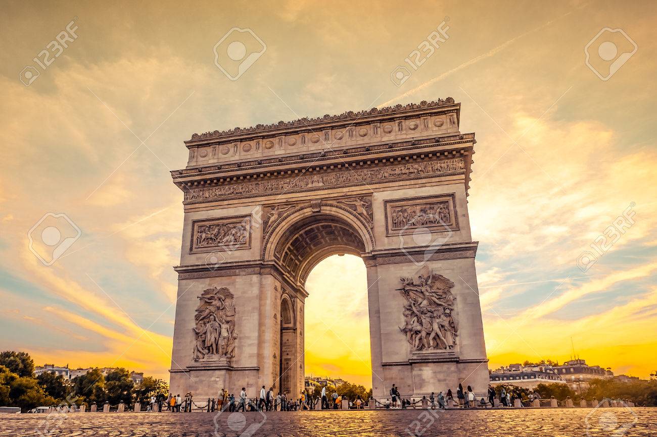 Beautiful Sunset Over Arc De Triomphe At Place De L Etoile Paris France Stock Photo Picture And Royalty Free Image Image