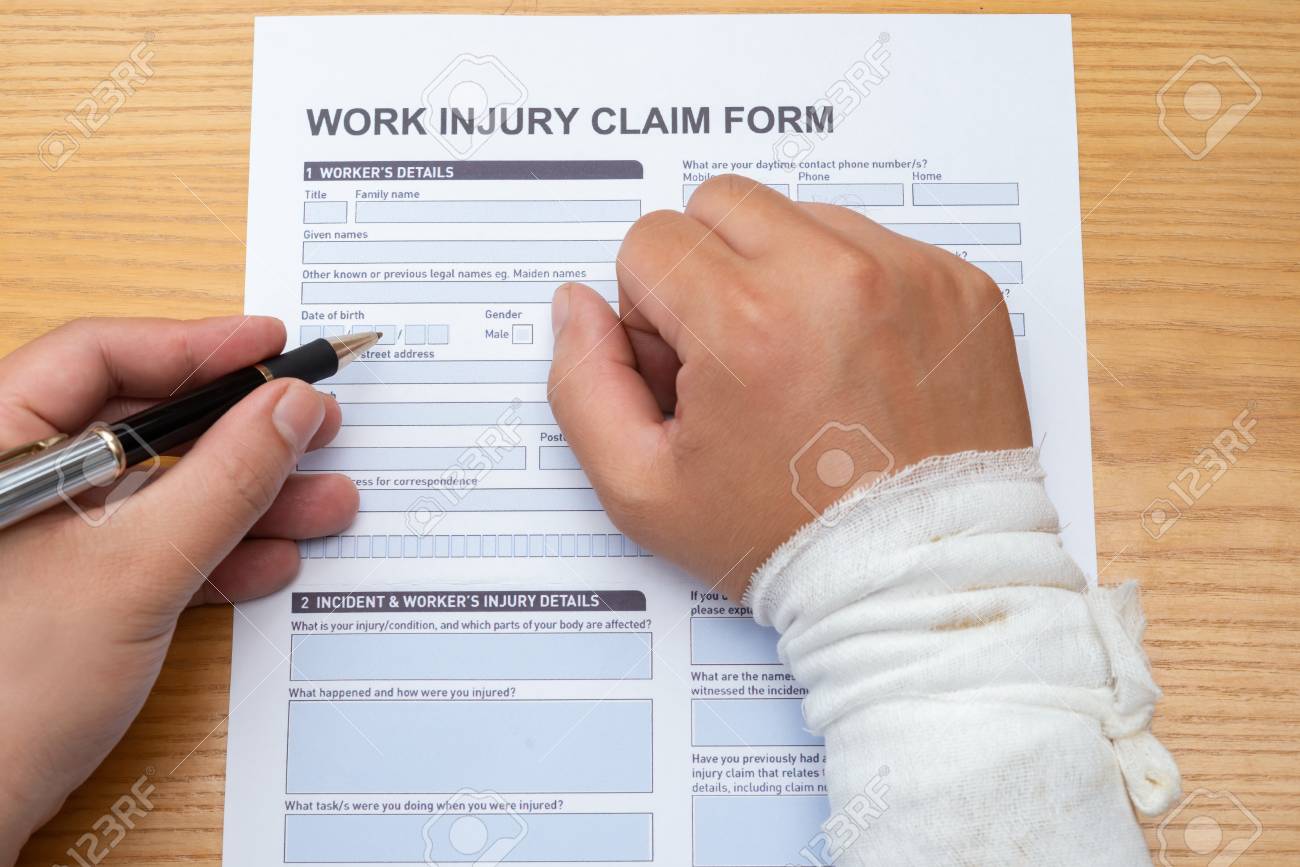 a filling wrapped claim injury a medical.. hand up form work with injury a claim filling work form medical.. up wrapped with hand a