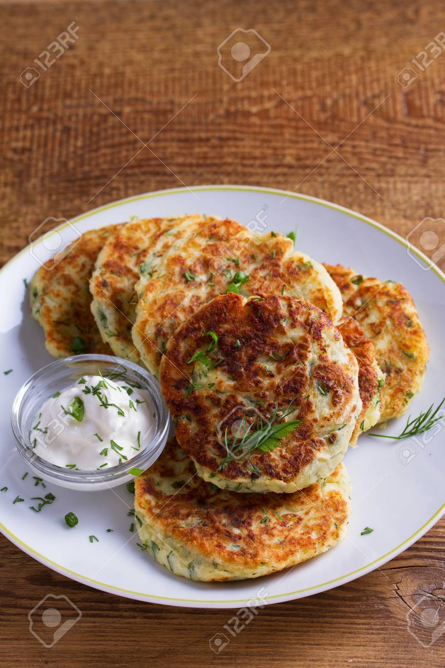 Herb And Cheese Mashed Potato Cakes Potato Pancakes Vegetable Stock Photo Picture And Royalty Free Image Image 102490733