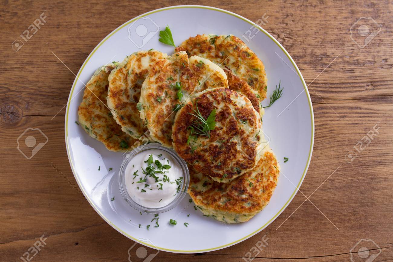 Herb And Cheese Mashed Potato Cakes Potato Pancakes Vegetable Stock Photo Picture And Royalty Free Image Image 102490738