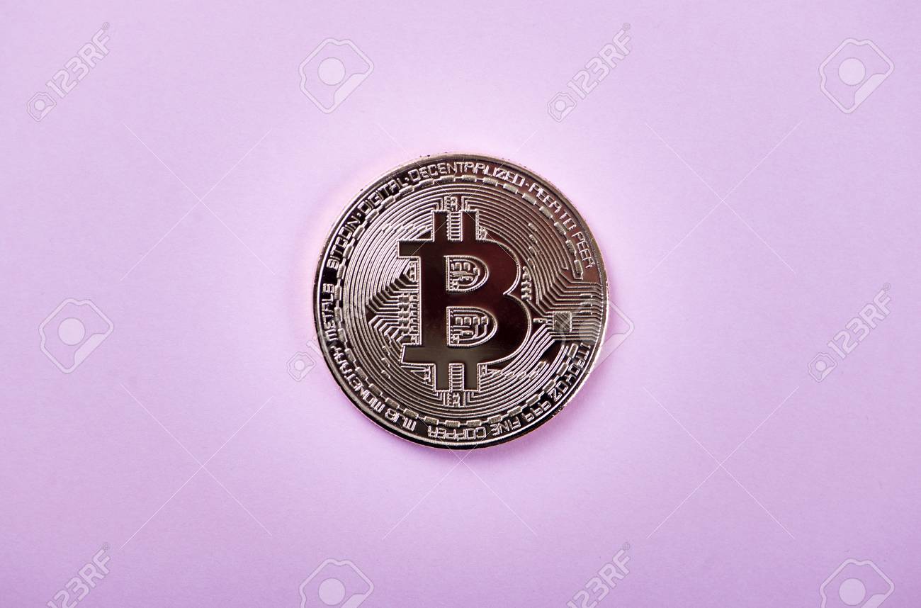 Bitcoin On Pink Background. Cryptocurrency Stock Photo, Picture and Royalty  Free Image. Image 93260055.