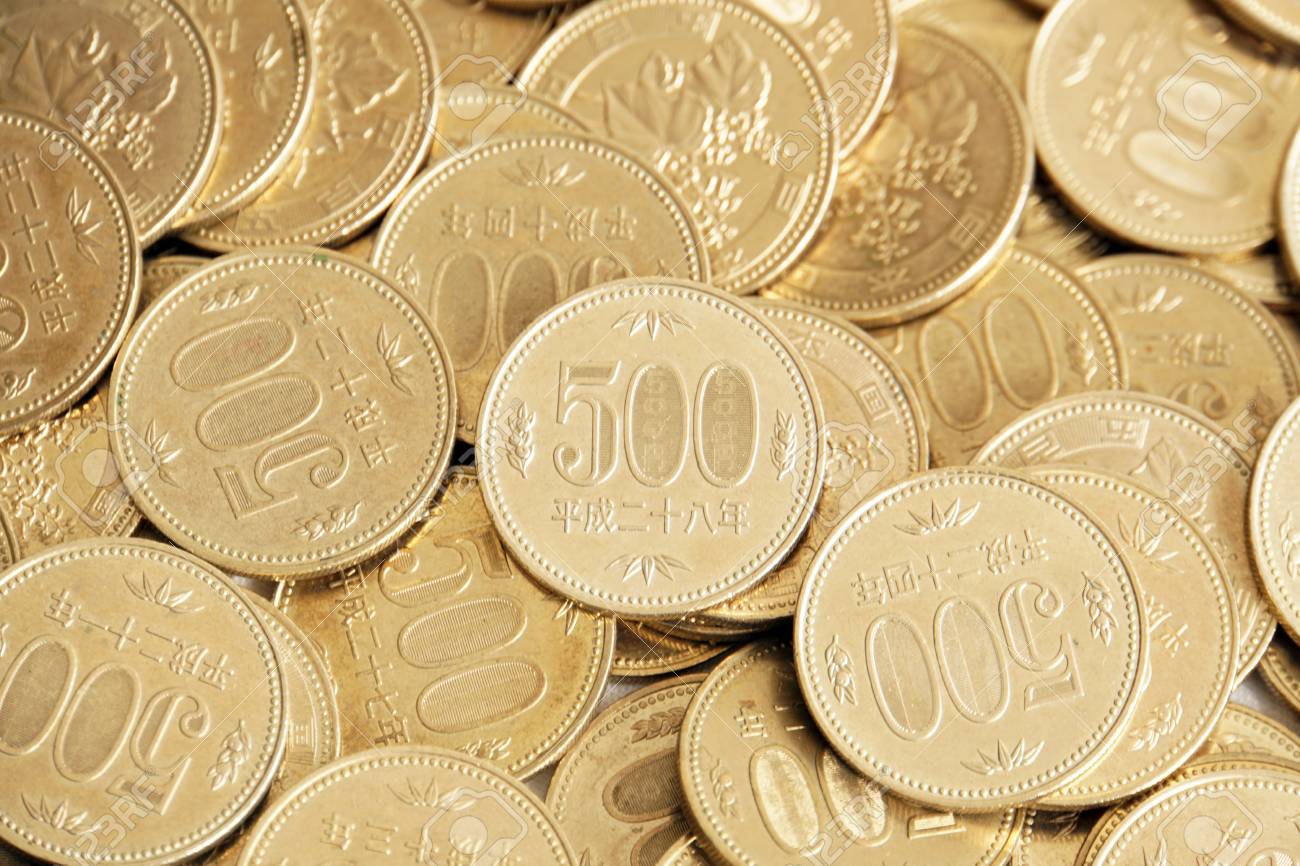 Lots Of Japan 500 Yen Coin Stock Photo, Picture and Royalty Free Image.  Image 95256783.