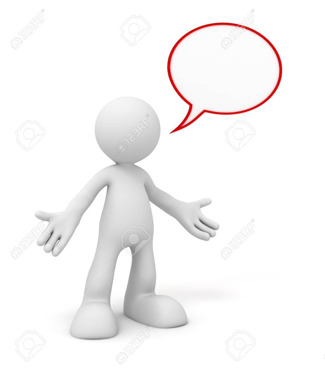 音声バブルと人間 3 D イラスト白背景に分離 の写真素材 画像素材 Image