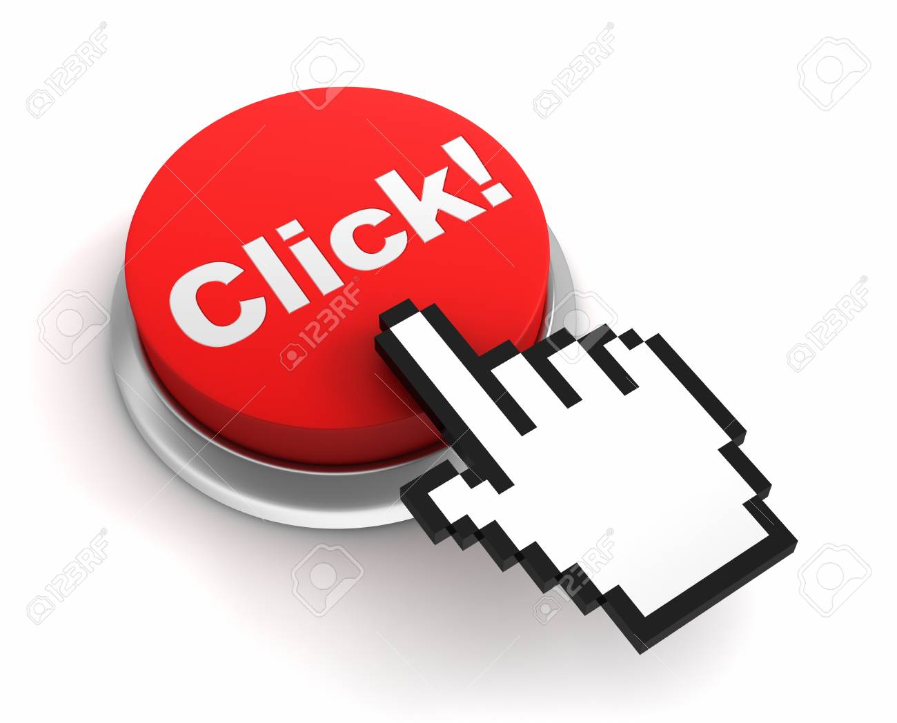 Click Button 3d Illustration Isolated On White Background Stock Photo, Picture and Royalty Free Image. Image 62848978.