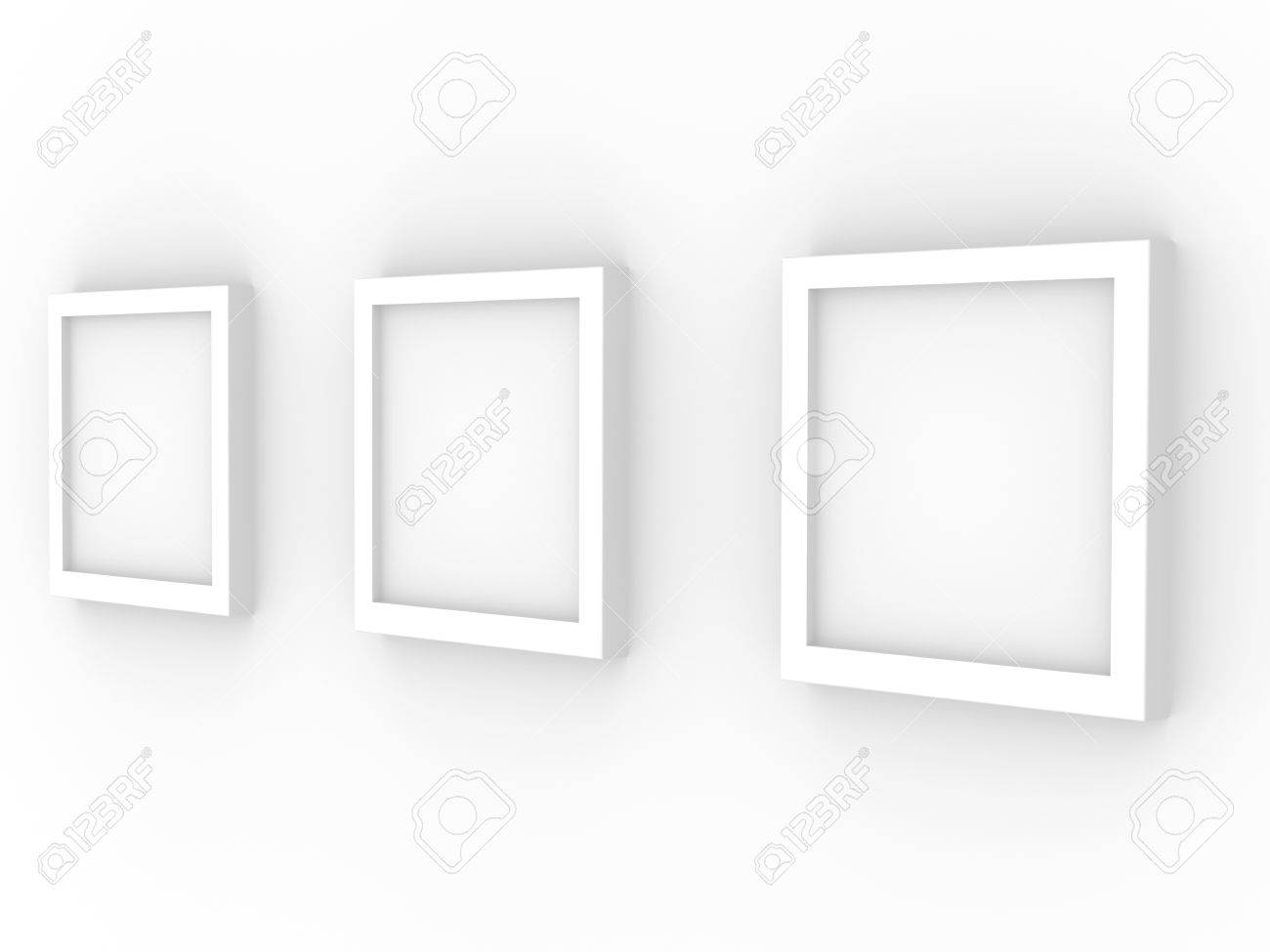 White Wall Frames 3d picture frames on a white wall stock photo, picture and royalty White Wall Frames 3d picture frames on a white wall stock photo, picture and royalty