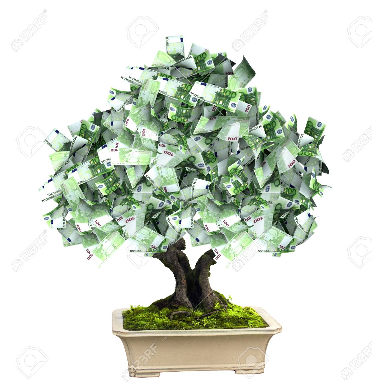 3d Money Tree With Euro Banknotes. Isolated On White Background Stock  Photo, Picture and Royalty Free Image. Image 48366691., image size:1238x1300