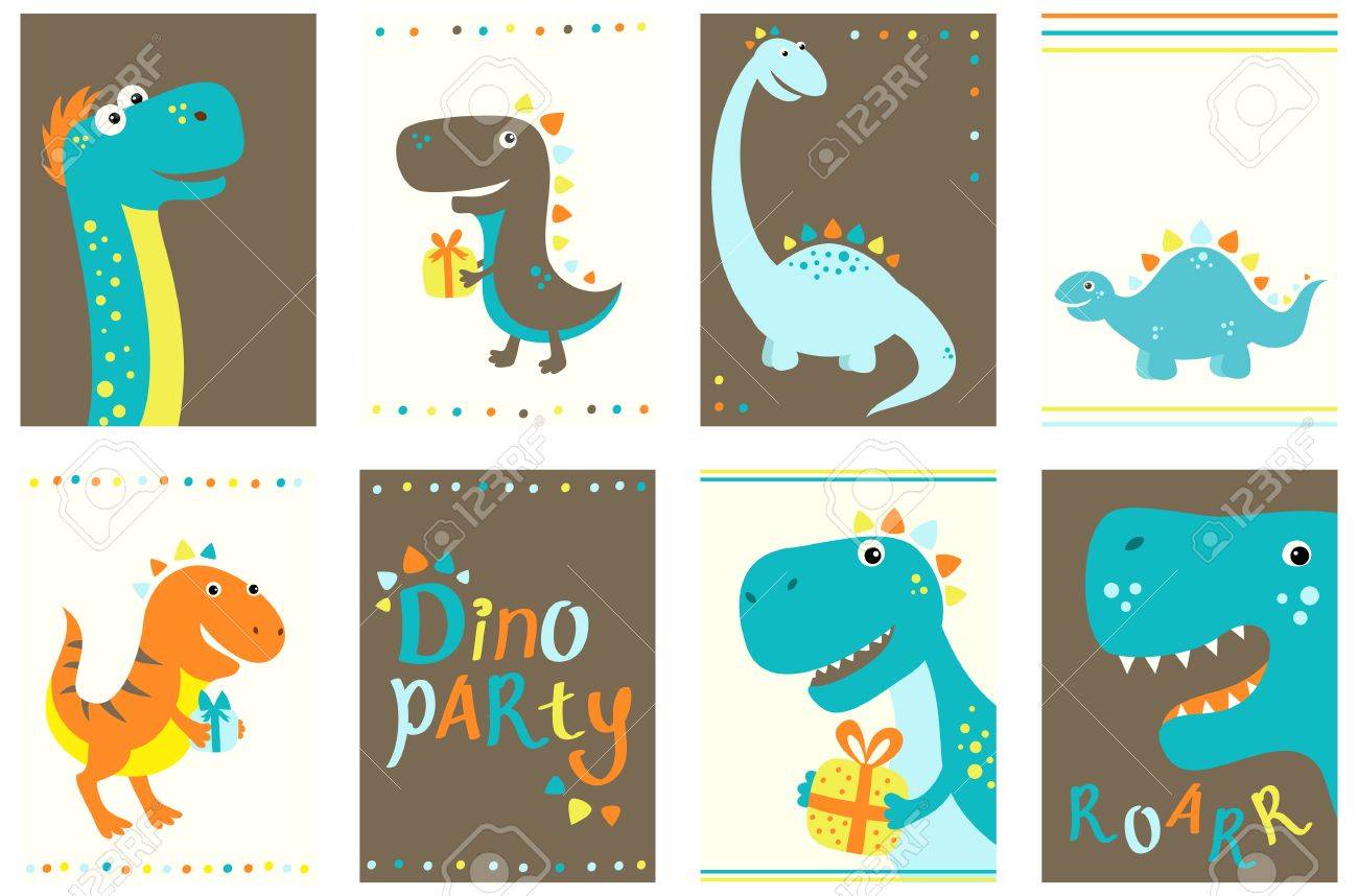 set of birthday banner background flyer placard with cute
