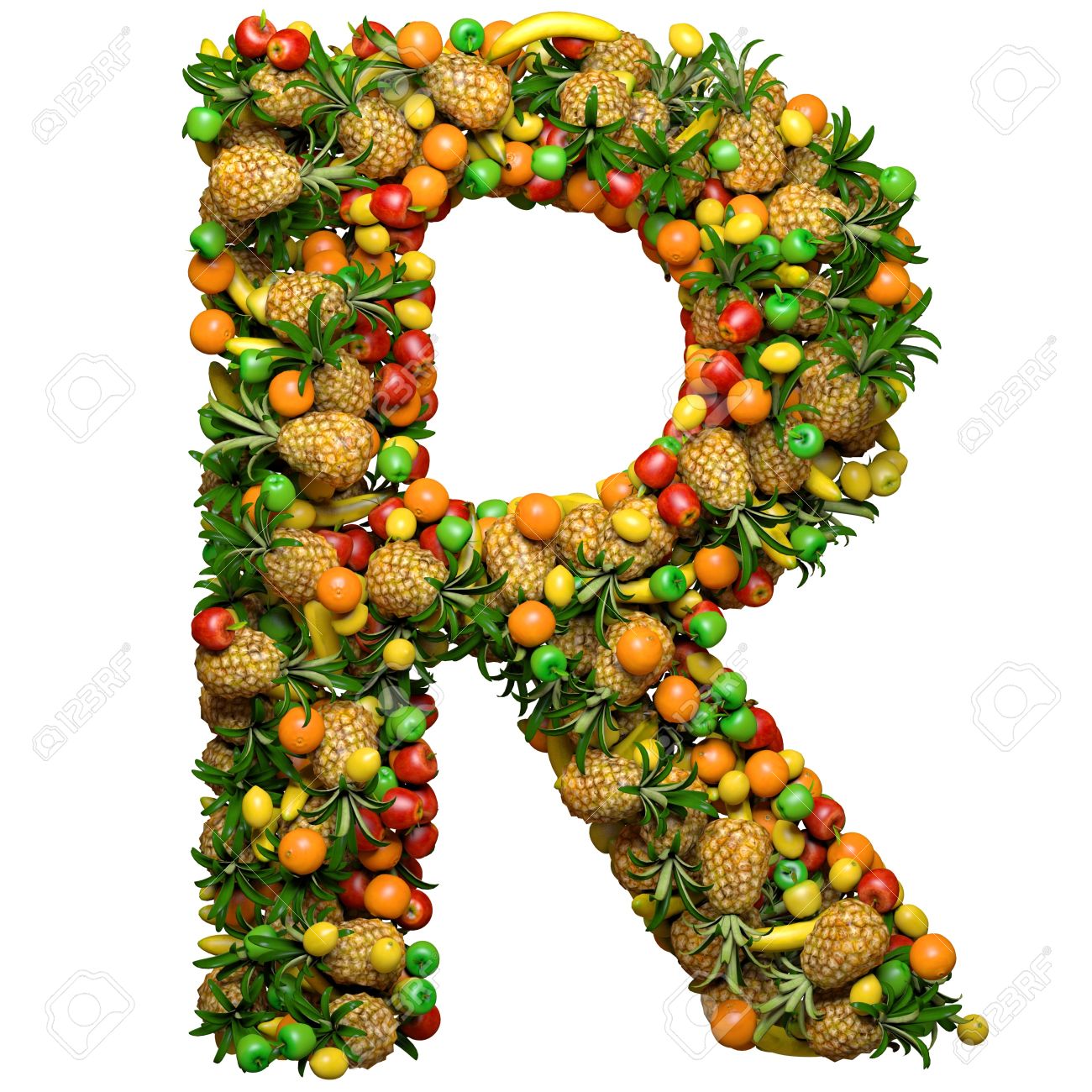 letter r made from 3d fruits isolated on a white stock photo food that starts with the letter r