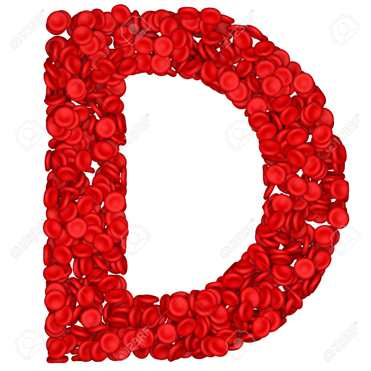 Letter - D Made From Red Blood Cells. Isolated On A White. Stock ...