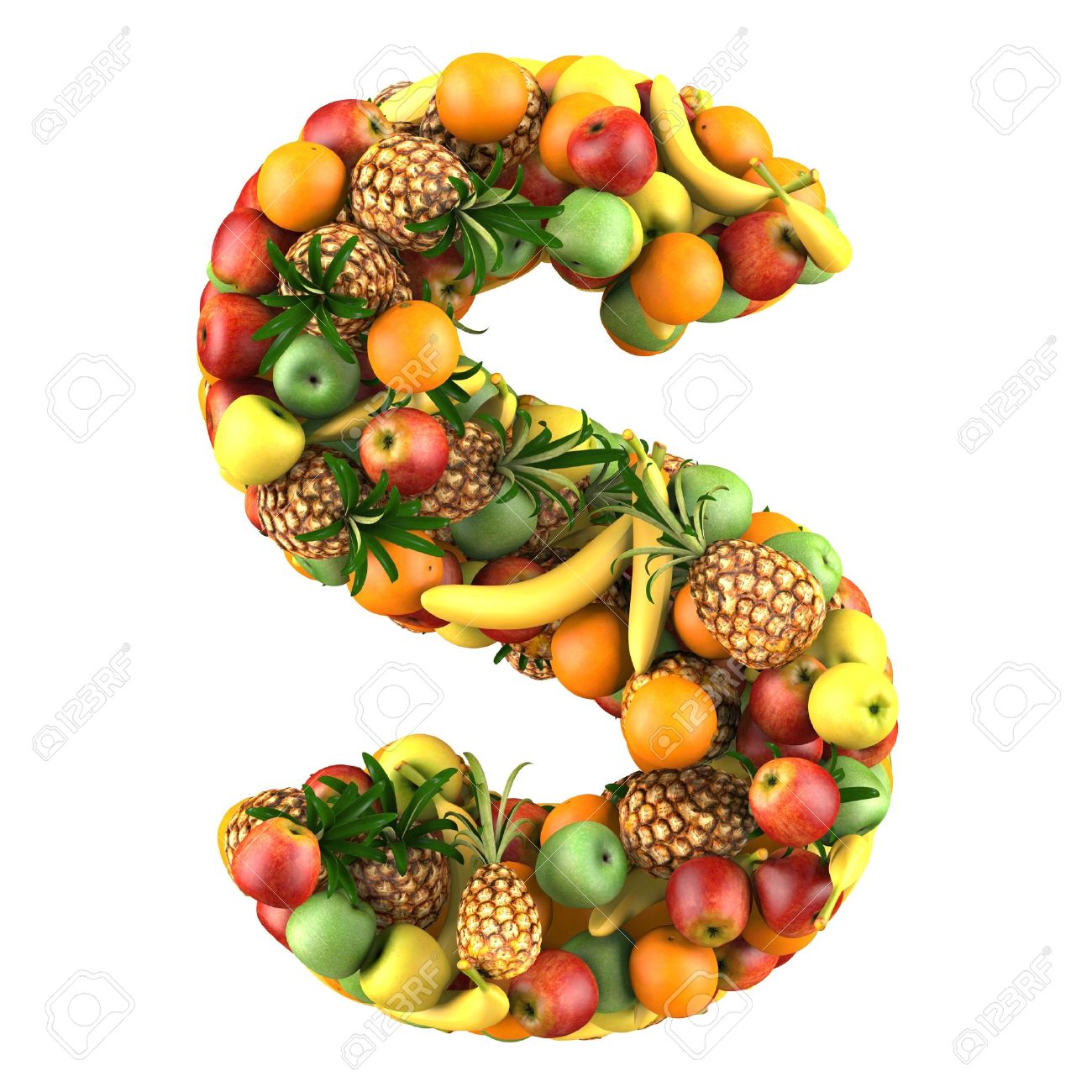 letter s made of fruits isolated on a white stock photo picture food with letter a