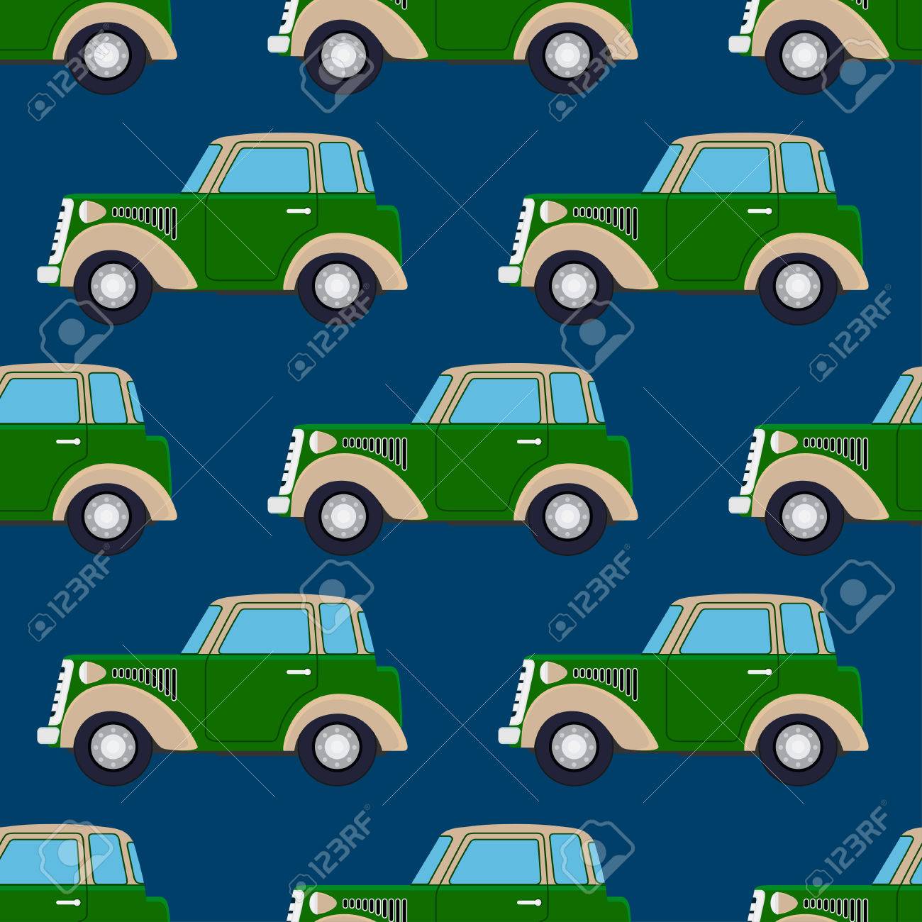 Seamles かわいい車のパターン 背景を壁紙します ベクトル図 のイラスト素材 ベクタ Image