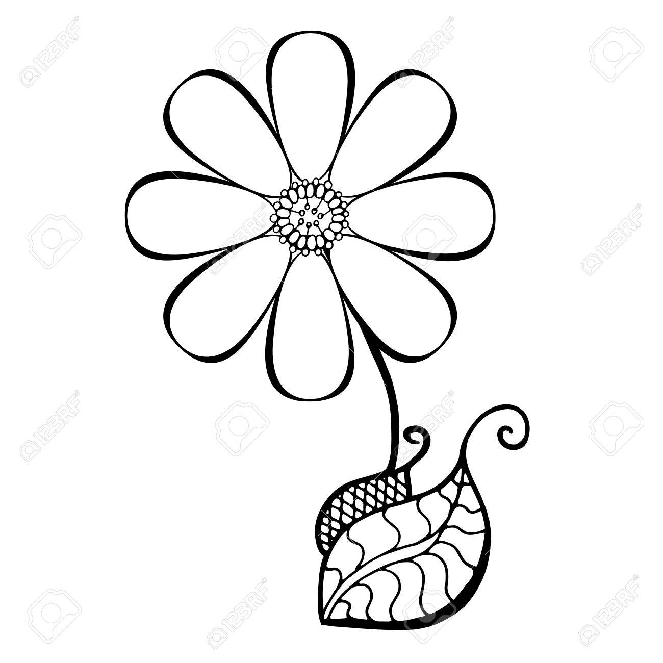 Hand Drawn Sketch Of Abstract Flower Vector Illustration
