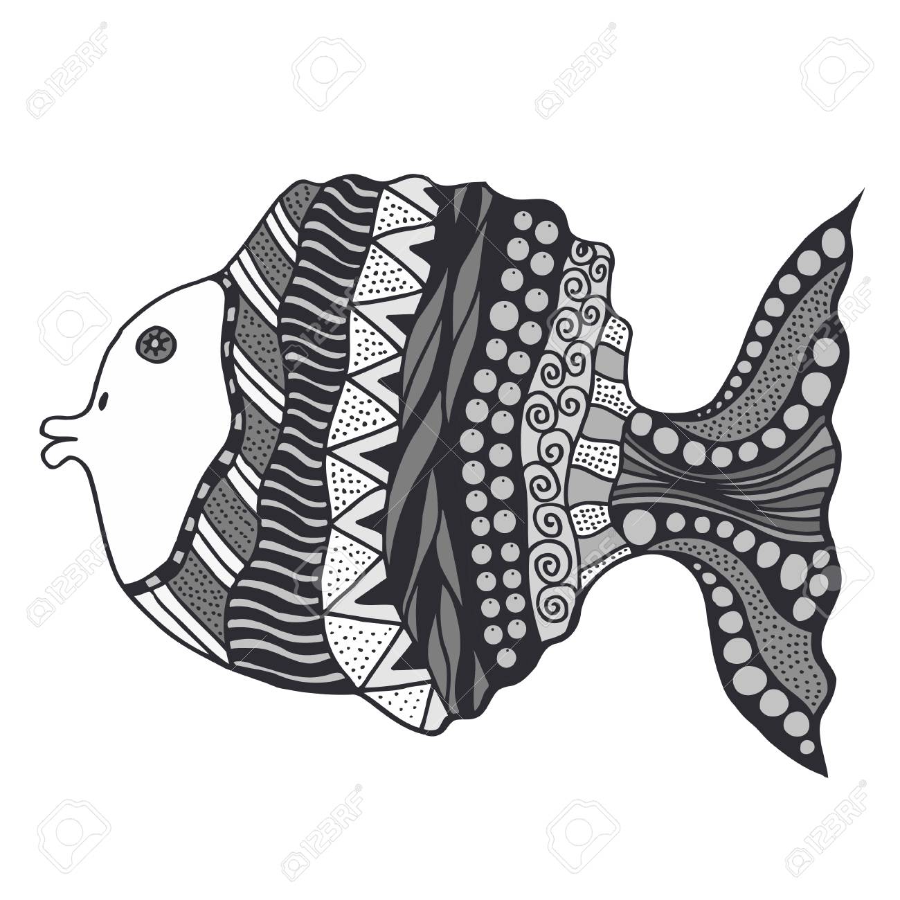 vector vector hand drawn doodle outline fish illustration decorative fish drawing with abstract ornaments - Outline Of Fish vector vector hand drawn doodle outline fish illustration decorative fish drawing with abstract ornaments - Outline Of Fish