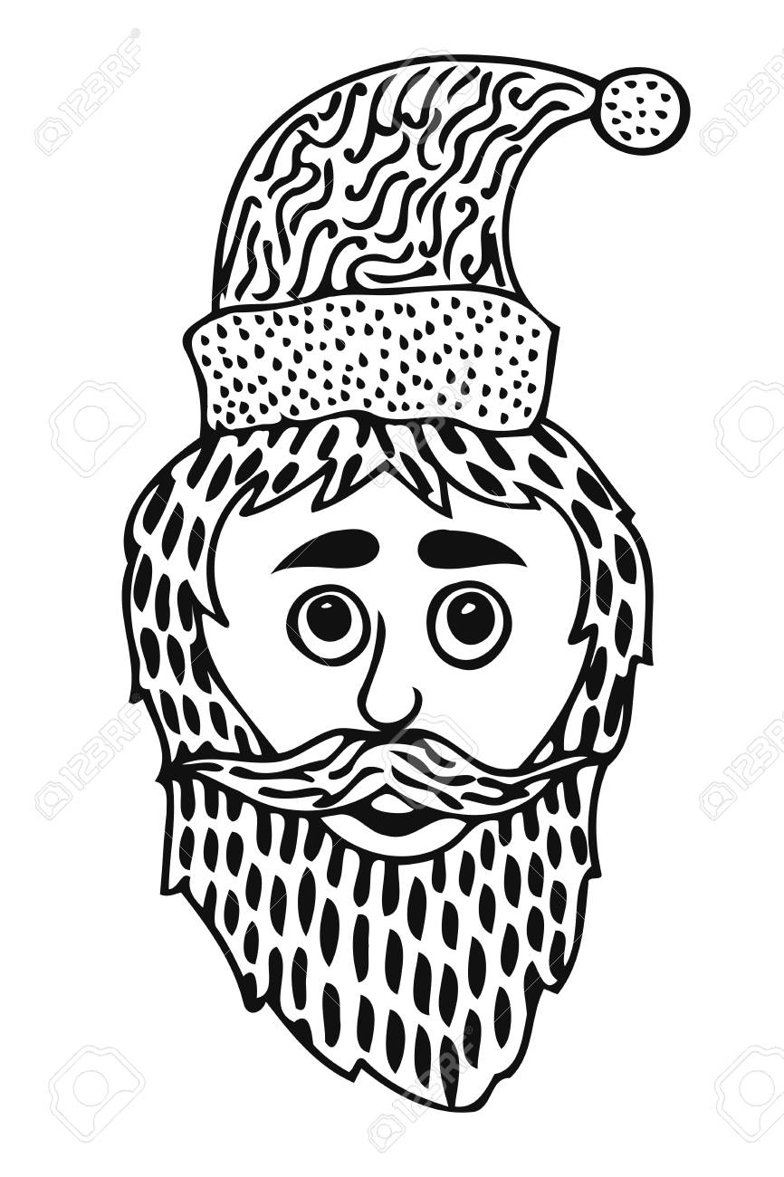 Testa Di Babbo Natale Può Essere Utilizzato Per La Stampa Su T Shirt O Libri Da Colorare