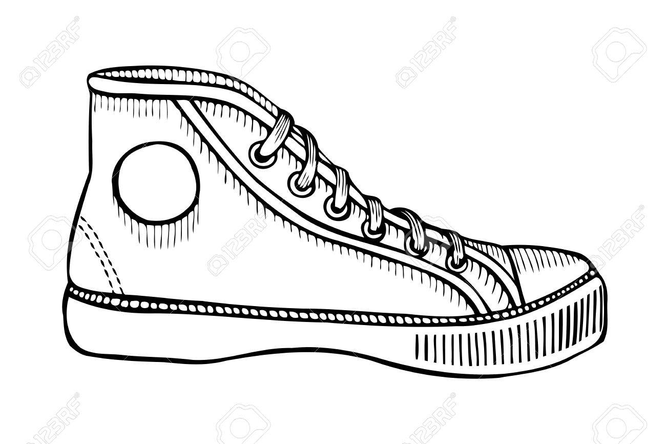 Hand Drawn Sketch Of Sport Shoes, Sneakers For Summer. Vector Illustration.  Sport Wear For Men And Women. Royalty Free SVG, Cliparts, Vectors, and  Stock Illustration. Image 75234408., image size:1300x866