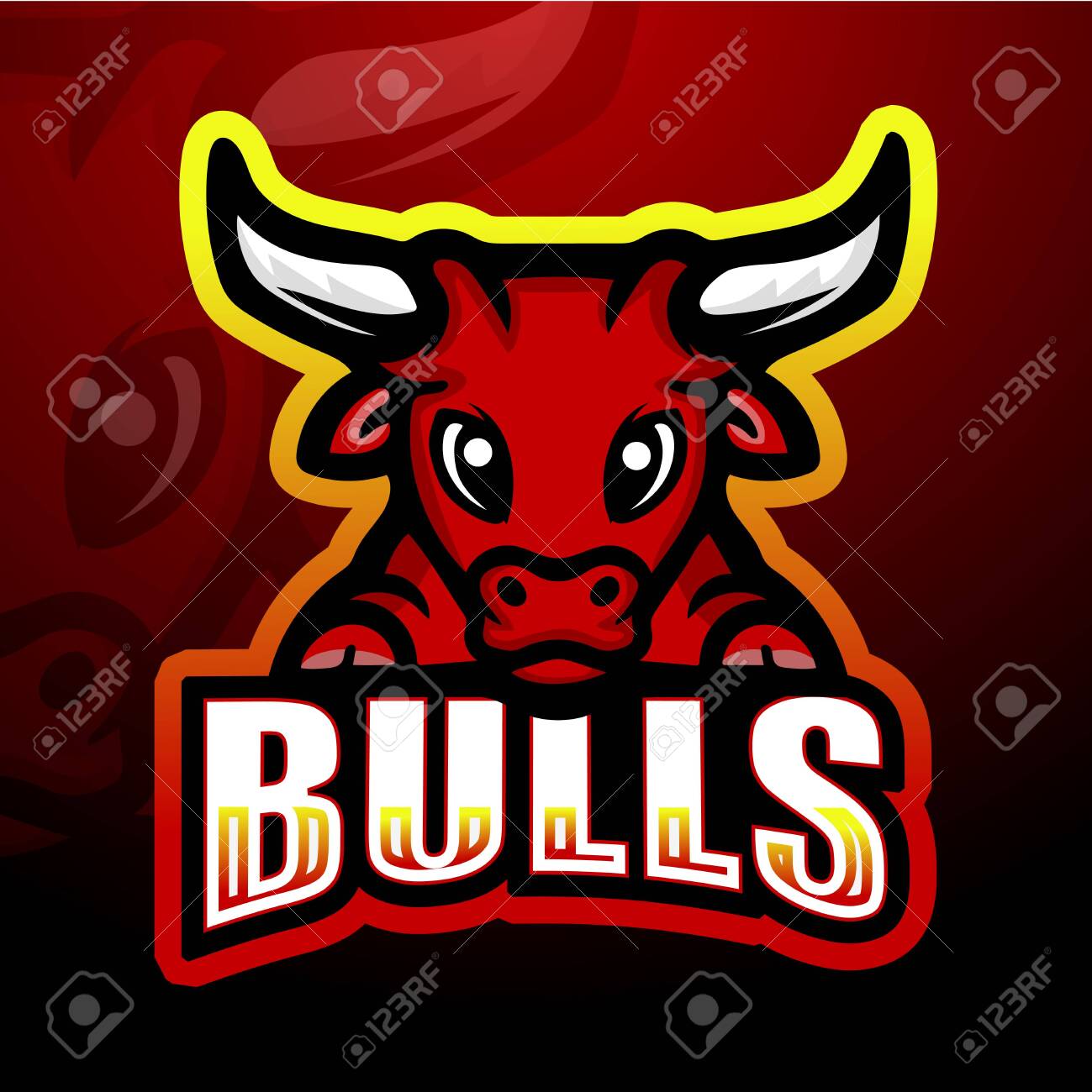Vector Illustration Of Red Bull Mascot Esport Logo Design Royalty Free Cliparts Vectors And Stock Illustration Image