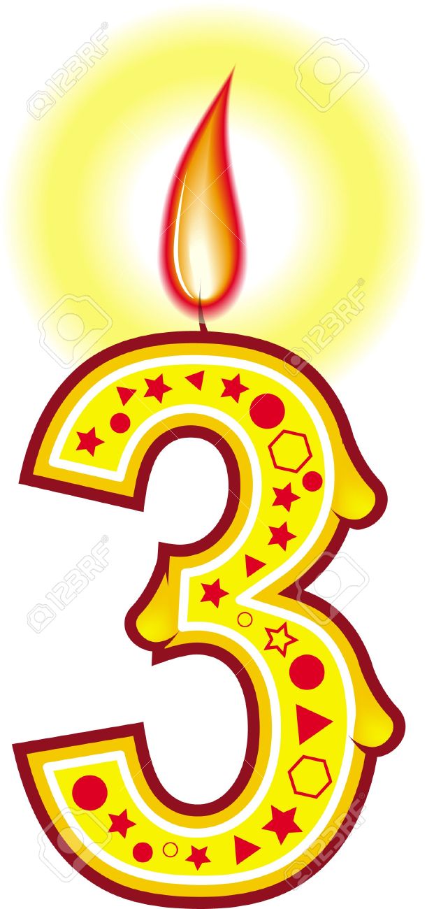 A Cute Colorful Birthday Candle #3 For Your Cake Stock Photo, Picture and  Royalty Free Image. Image 3205321., image size:611x1300