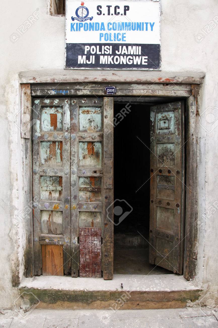 old wooden door at stone town the capital of zanzibar island stock