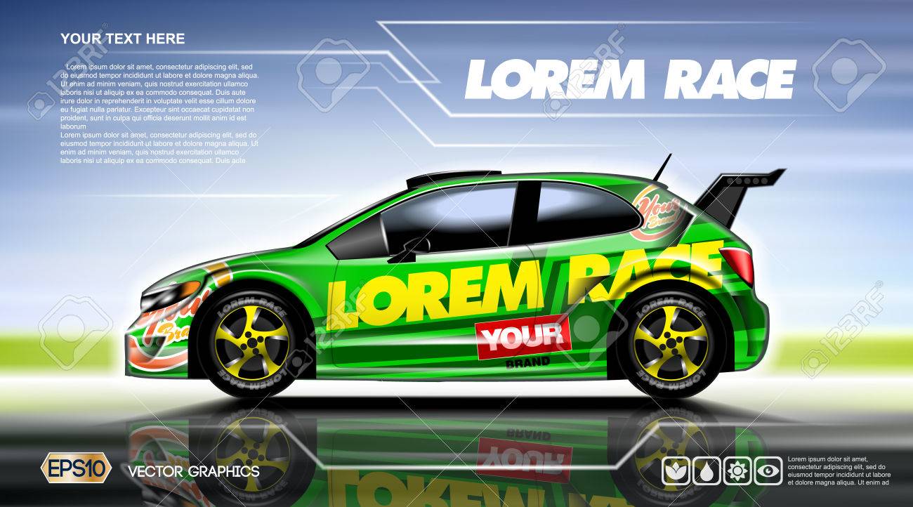 Download Digital Vector Green 2 Seats Sedan Sport Race Car Mockup Ready Stock Photo Picture And Royalty Free Image Image 73028940