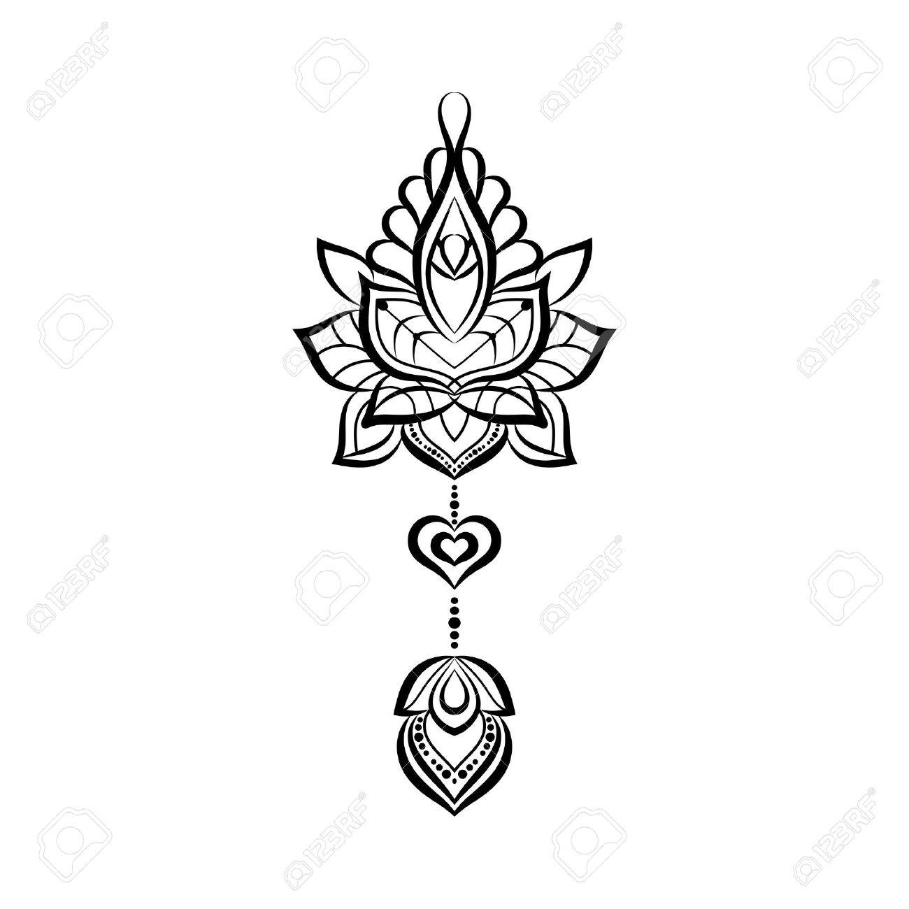 ornamental tattoo hand drawn illustration in doodle style royalty