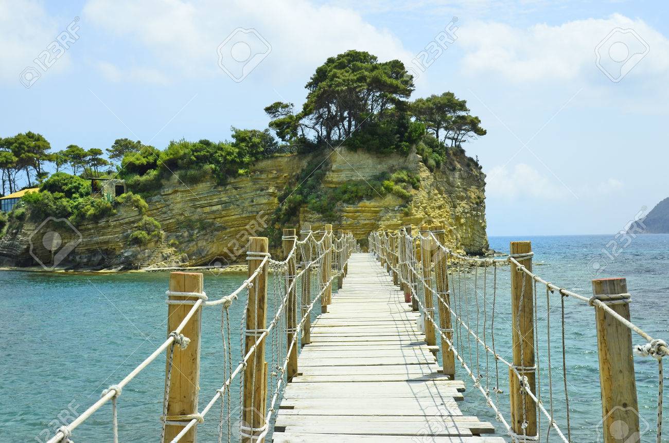 Greece, Zakynthos Island, Footbridge To Cameo Island Stock Photo, Picture And Royalty Free Image. Image 58327571.