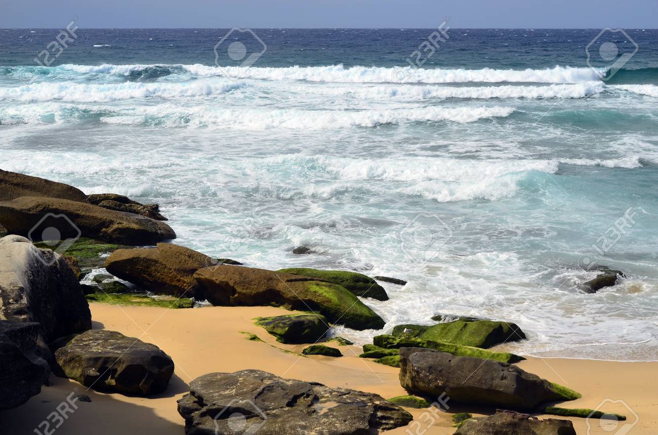 Australia Sea Waves And Rocks On Tamarama Beach Stock Photo Picture And Royalty Free Image Image